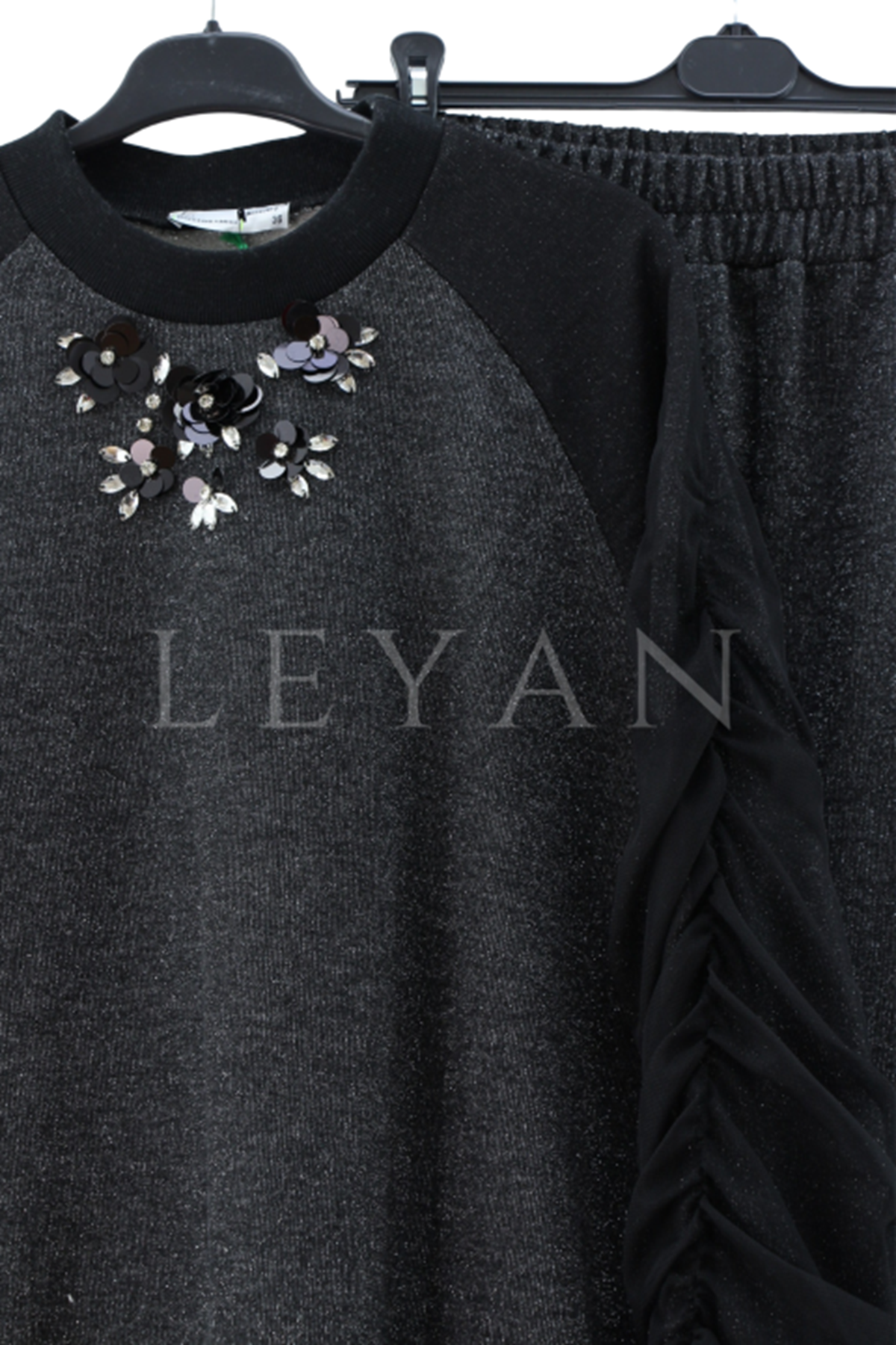 Missemramiss Tül Garnili İşlemeli Takım- LYN04072 Siyah