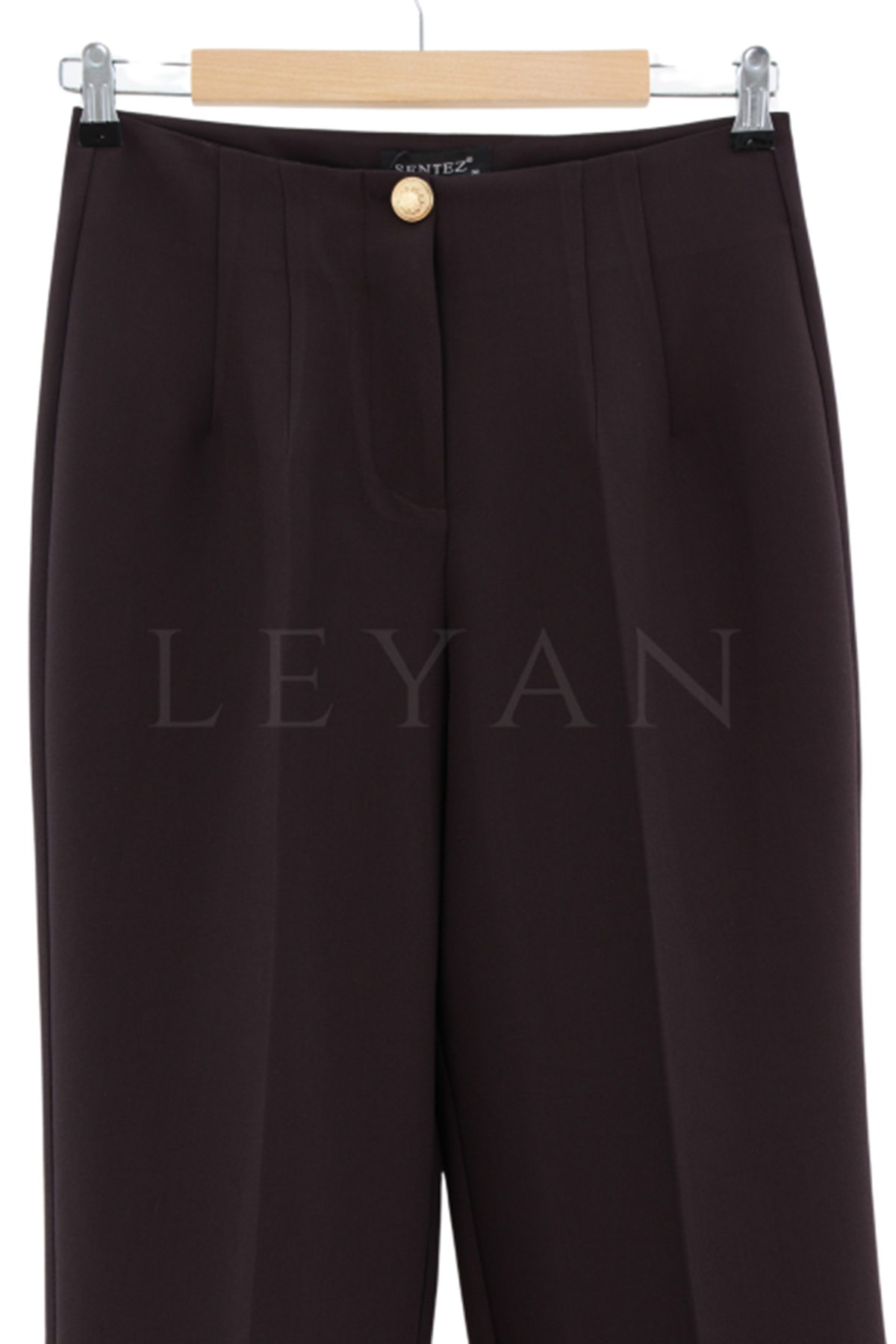 Sentez Paçası Düğmeli Pantolon- LYN03104 Kahve
