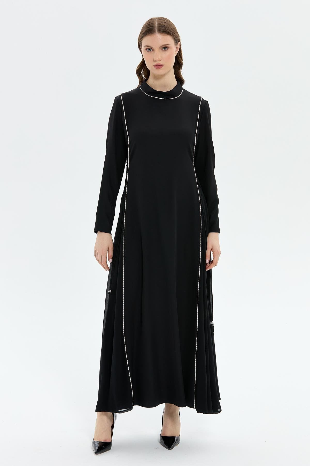 Müsemma Parla Elbise- LYN03510 Siyah