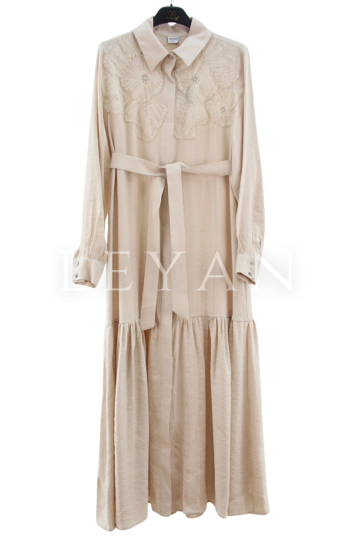 Orhan Store İşlemeli Elbise- LYN03810 Bej
