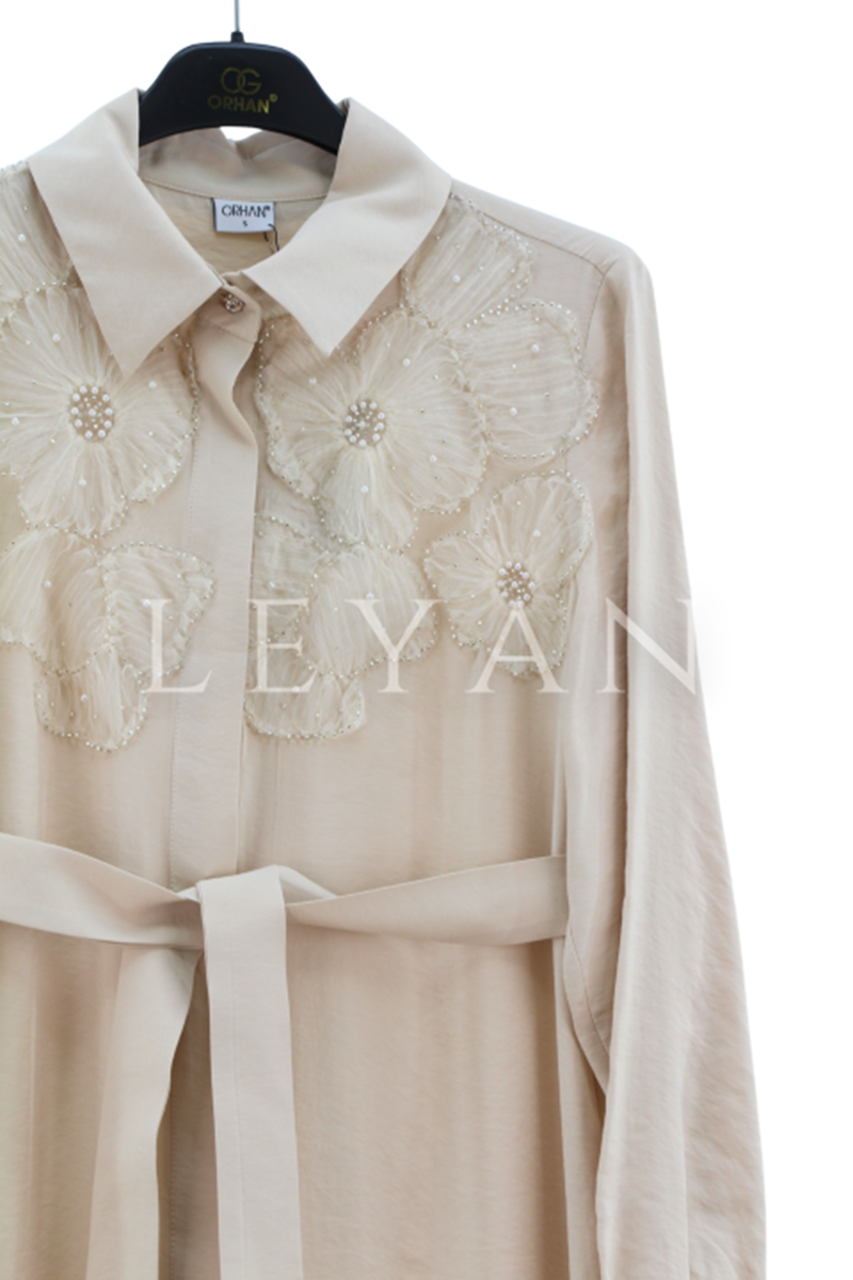 Orhan Store İşlemeli Elbise- LYN03810 Bej