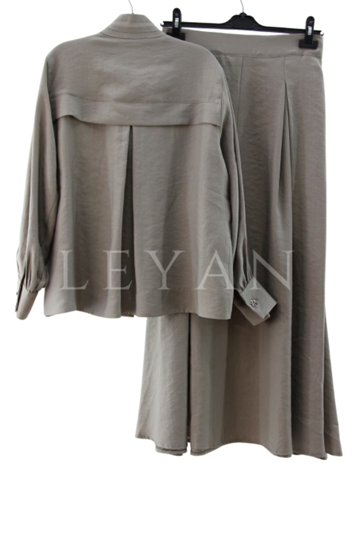 My312 Taşlı Düğmeli Etekli Takım- LYN04154 Haki