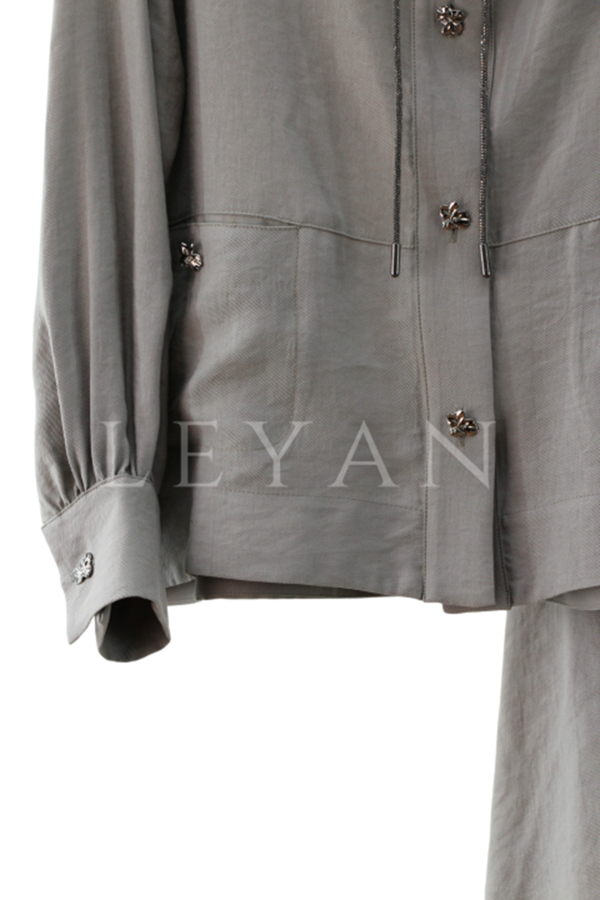 My312 Taşlı Düğmeli Etekli Takım- LYN04154 Haki