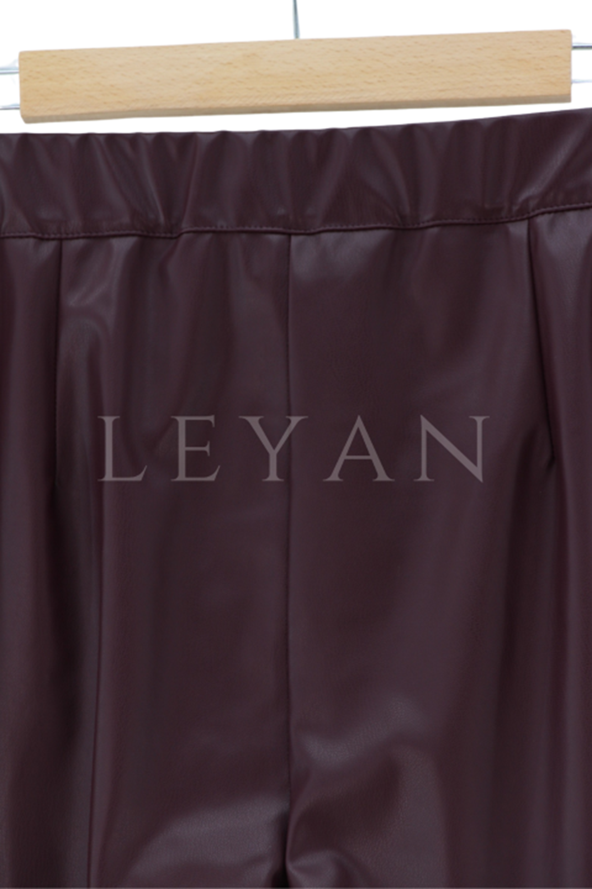 Sentez Geniş Paça Deri Pantolon- LYN01738 Bordo