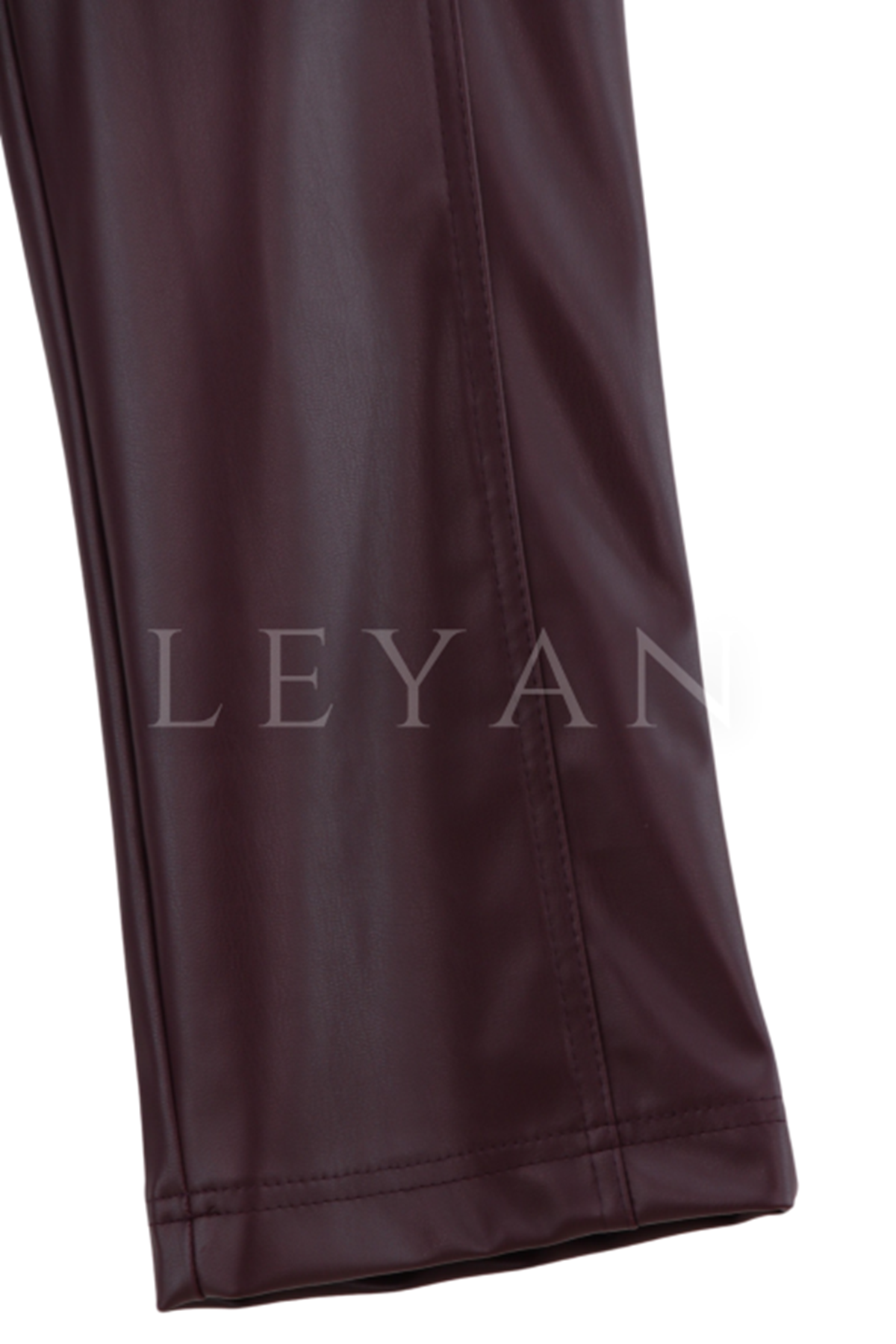 Sentez Geniş Paça Deri Pantolon- LYN01738 Bordo