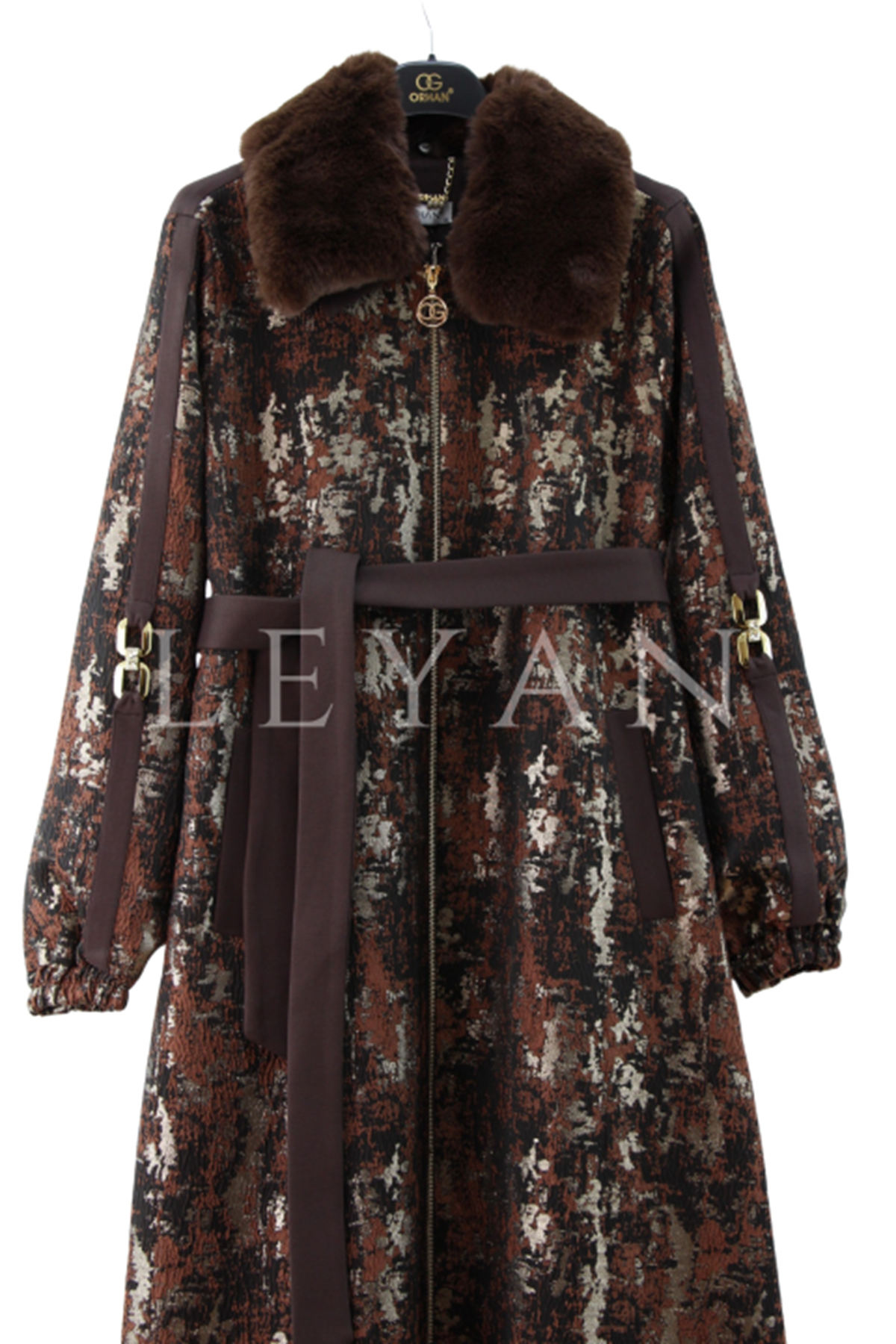 Orhan Store Yakası Kürklü Kap- LYN04356 Kahve