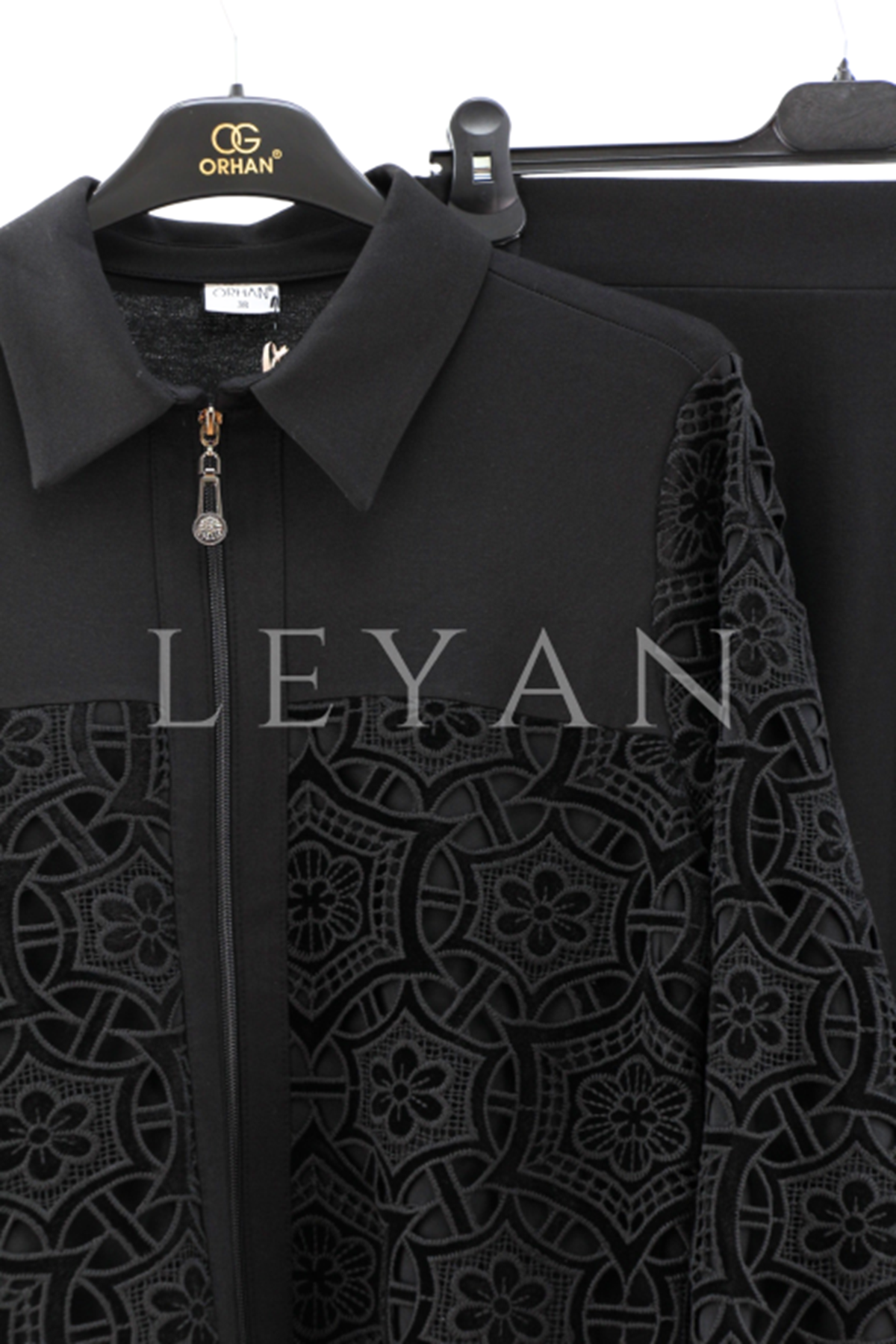 Orhan Store Ceketi Güpürlü Takım- LYN04360 Siyah