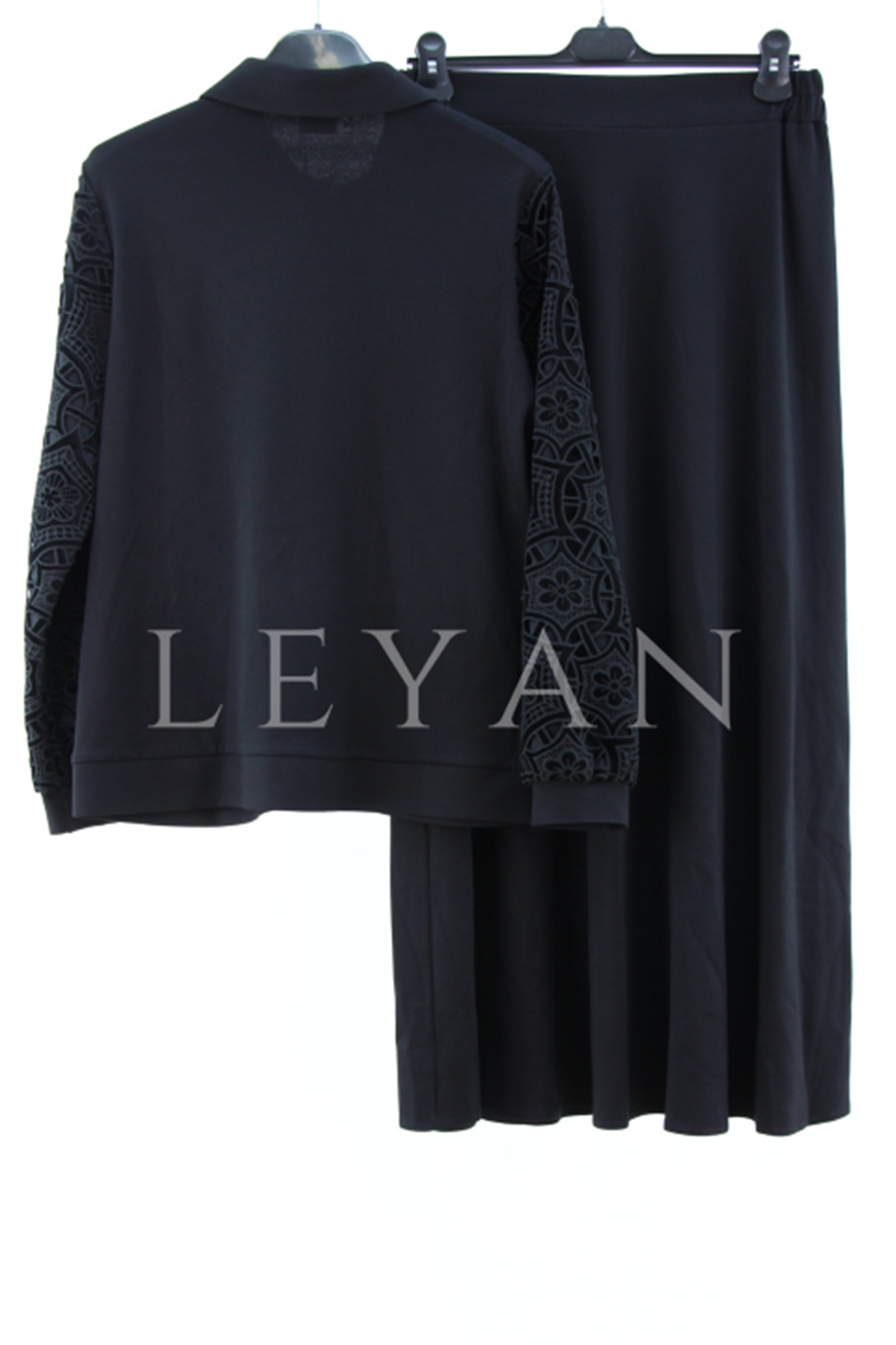 Orhan Store Ceketi Güpürlü Takım- LYN04360 Siyah