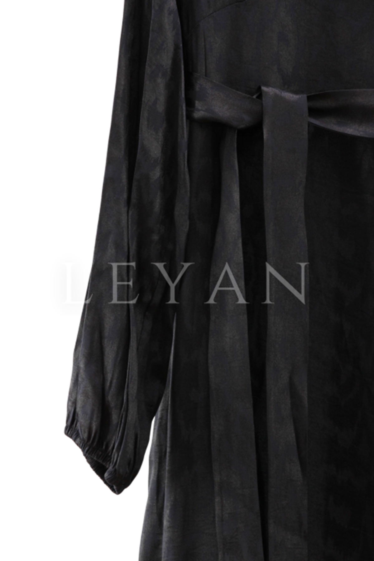 Orhan Store Volanlı Jakar Elbise- LYN04362 Siyah