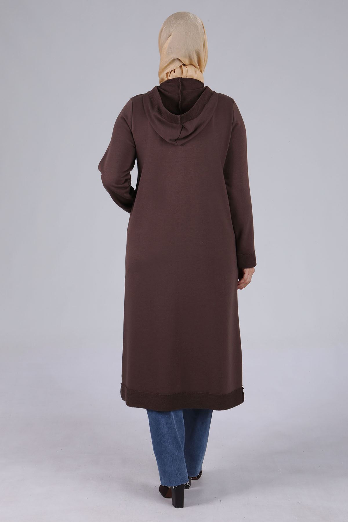 Behrem Kapüşonlu Üç İplik Kap- LYN02953 Kakao