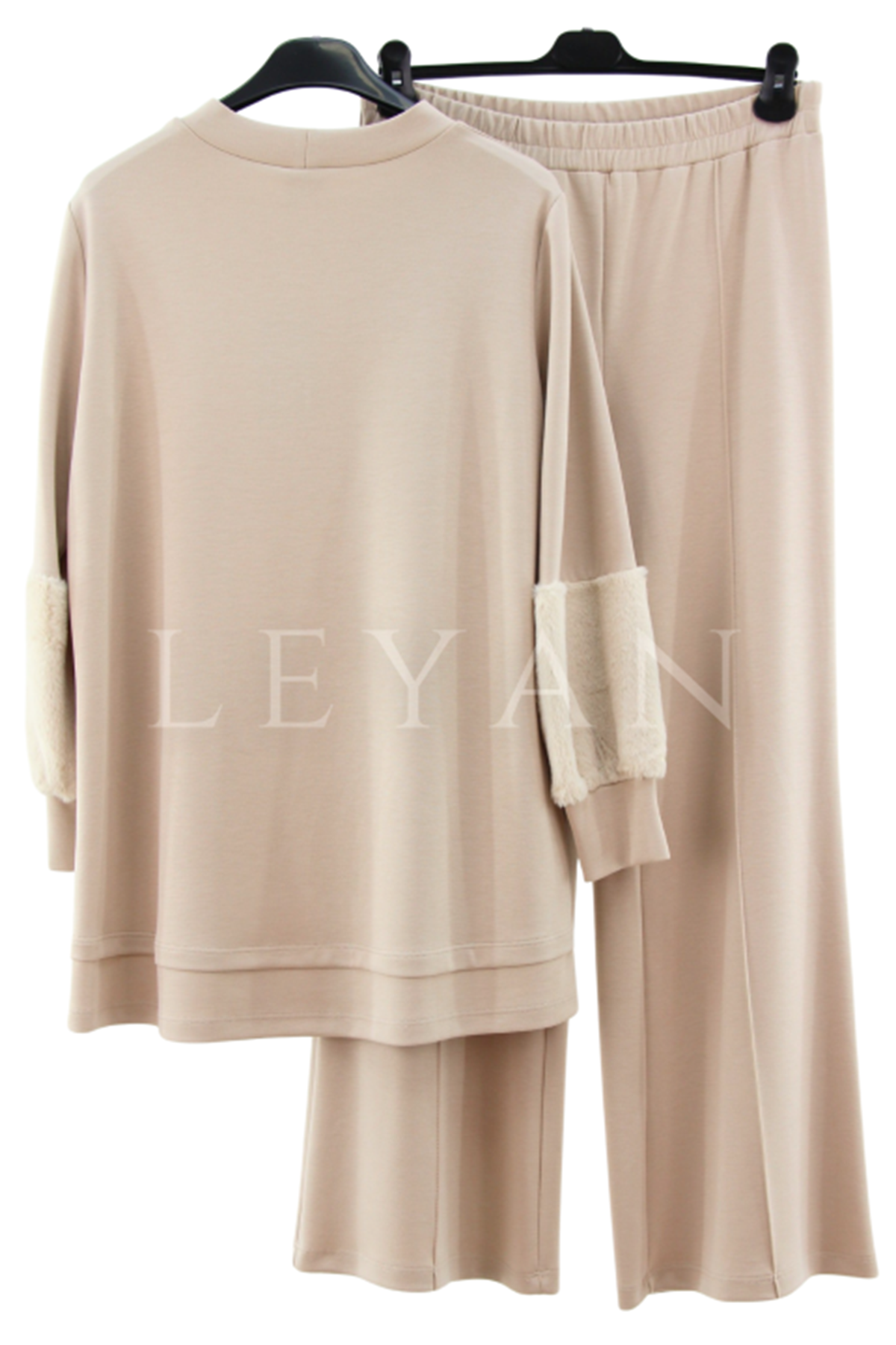 Orhan Store Kolu Kürk Detaylı Takım- LYN02896 Bej