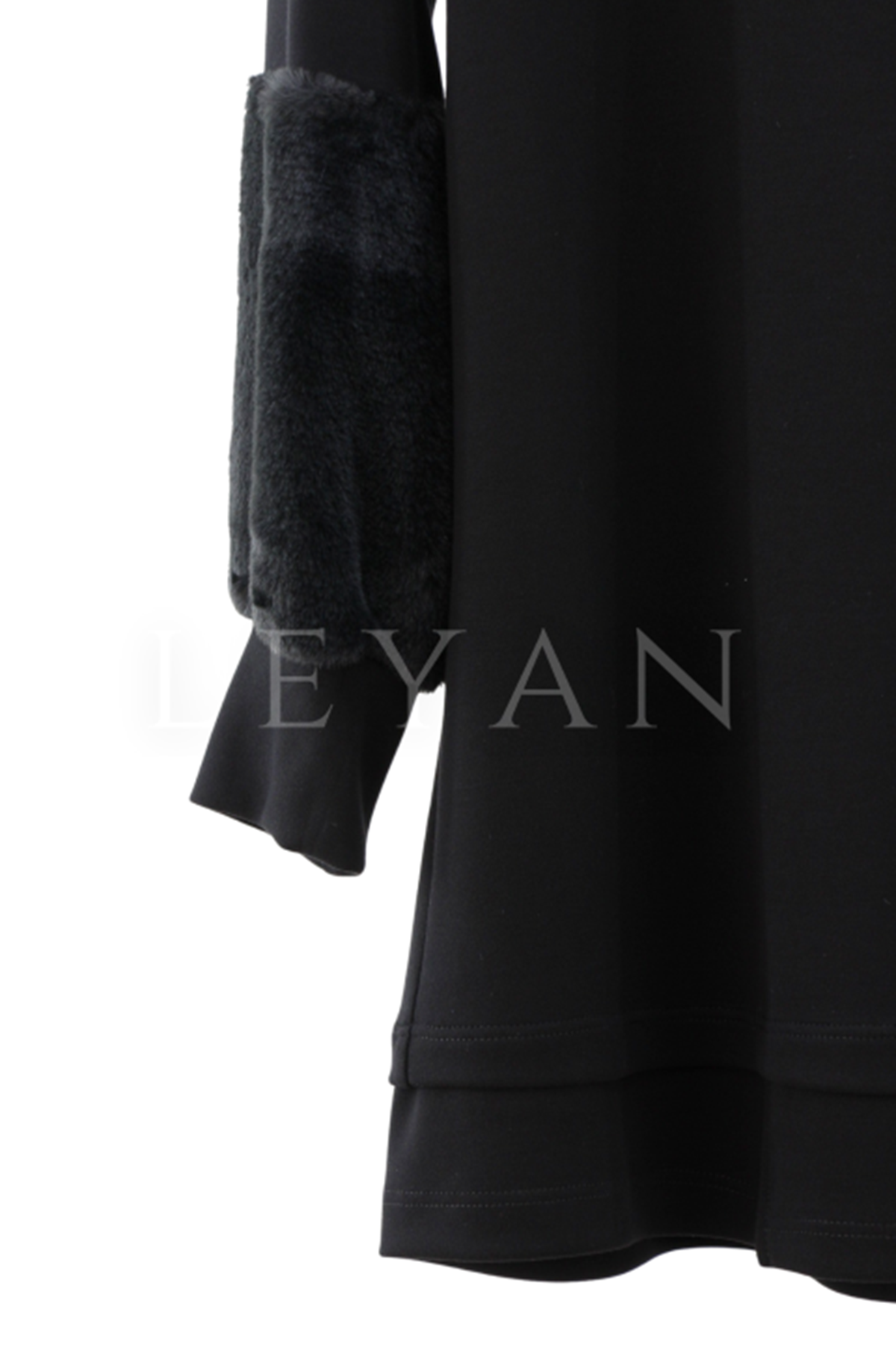 Orhan Store Kolu Kürk Detaylı Takım- LYN02896 Siyah