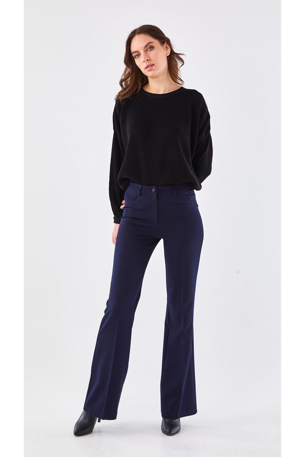 Sentez İspanyol Paça Pantolon- LYN01454 Lacivert