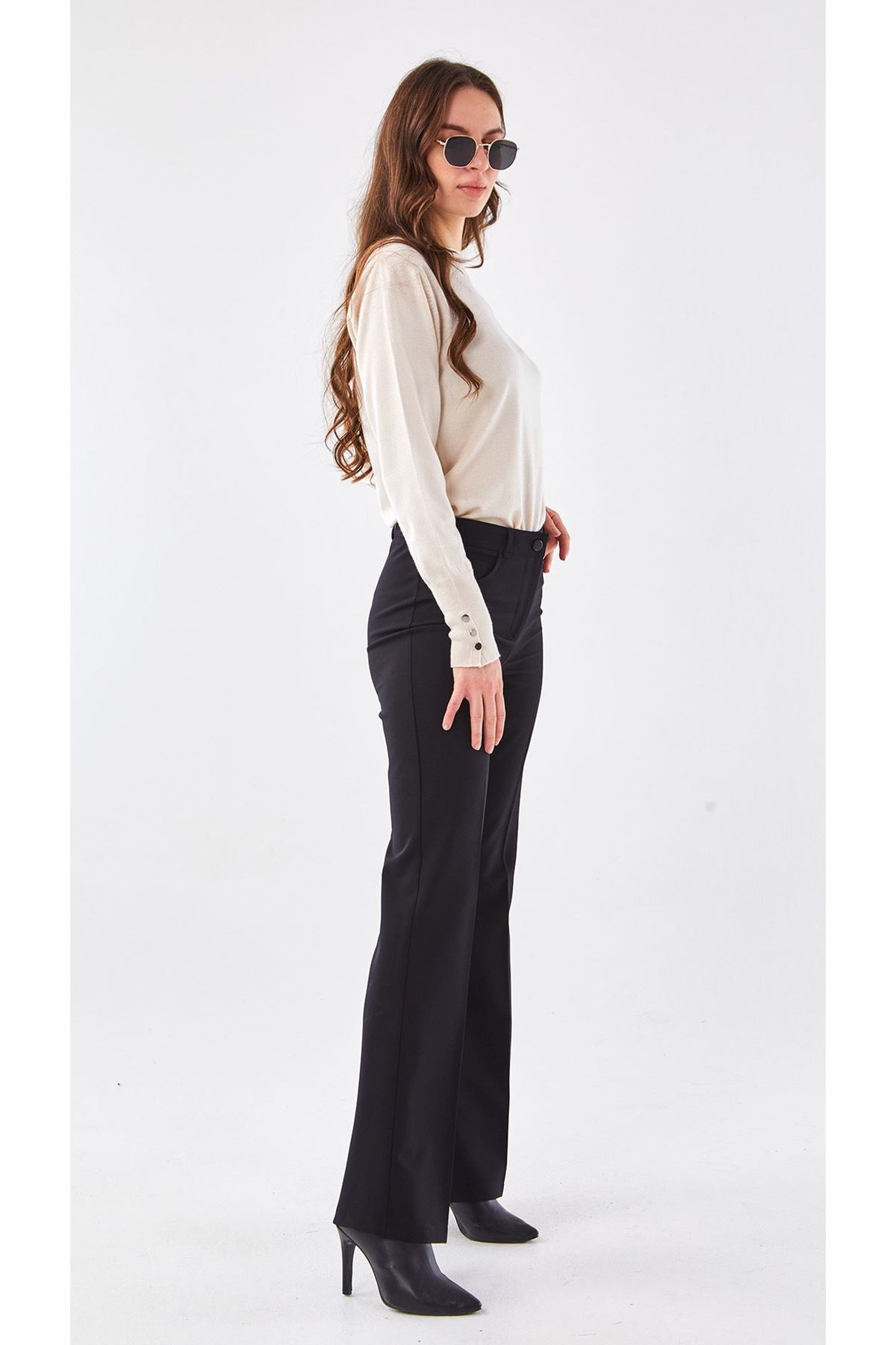 Sentez İspanyol Paça Pantolon- LYN01454 Siyah