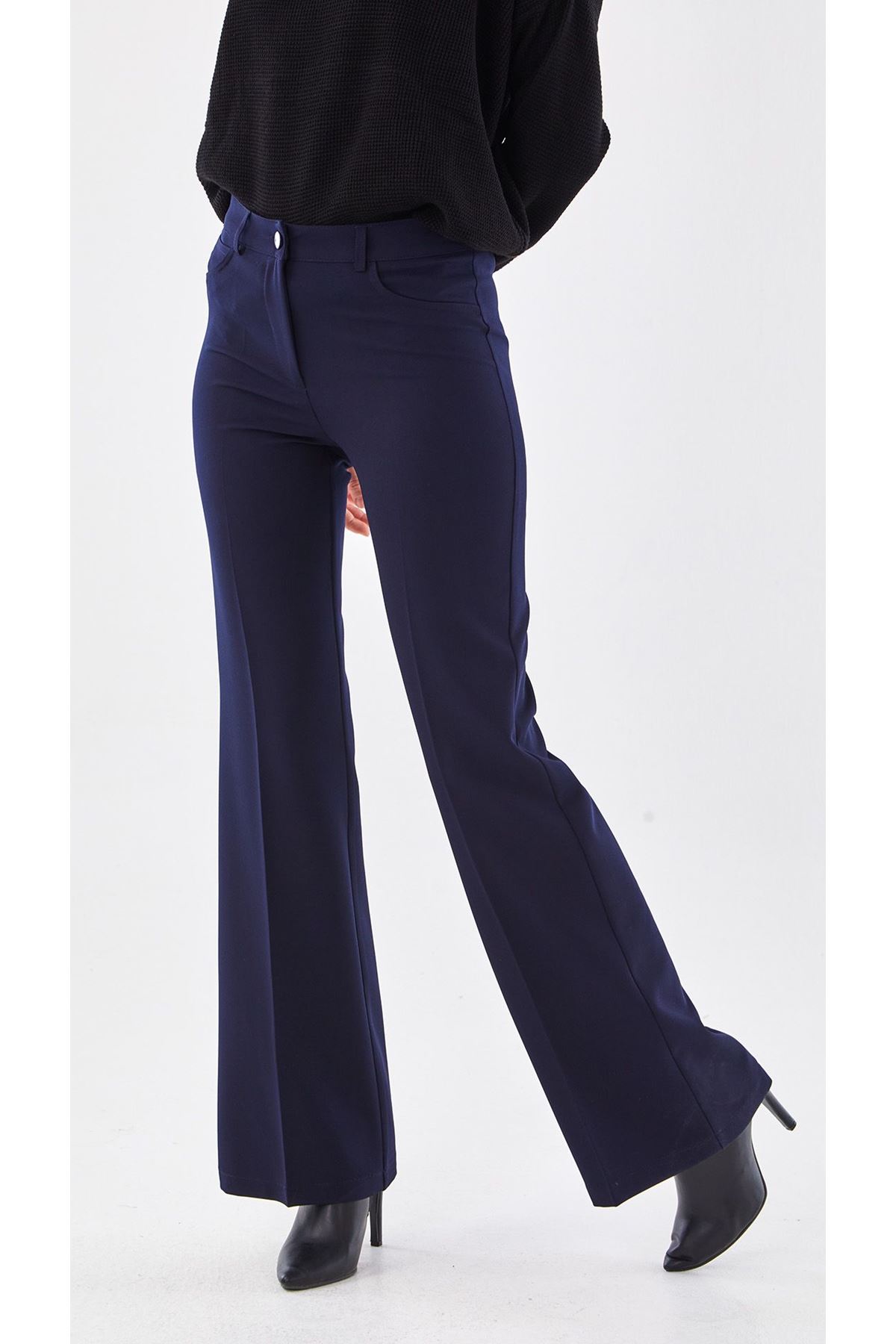 Sentez İspanyol Paça Pantolon- LYN01454 Lacivert