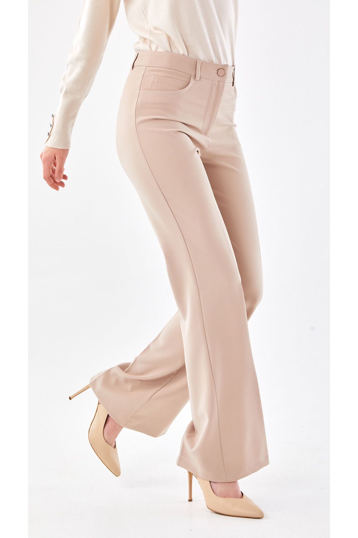 Sentez İspanyol Paça Pantolon- LYN01454 Bej