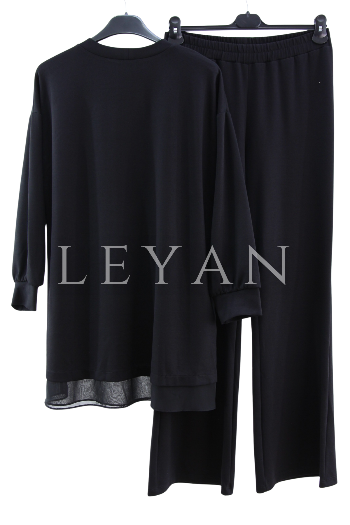 Orhan Store Şifonlu Pantolonlu Takım- LYN03373 Siyah