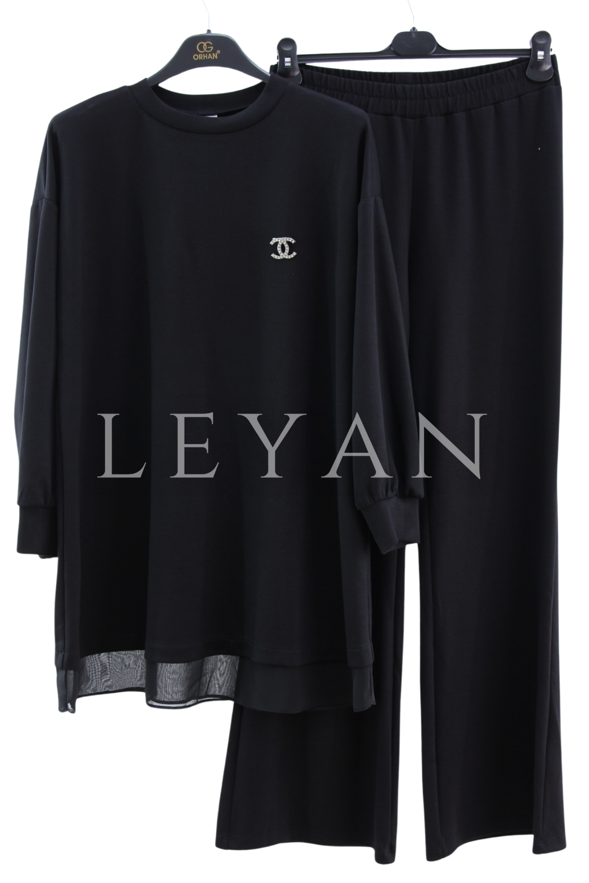 Orhan Store Şifonlu Pantolonlu Takım- LYN03373 Siyah