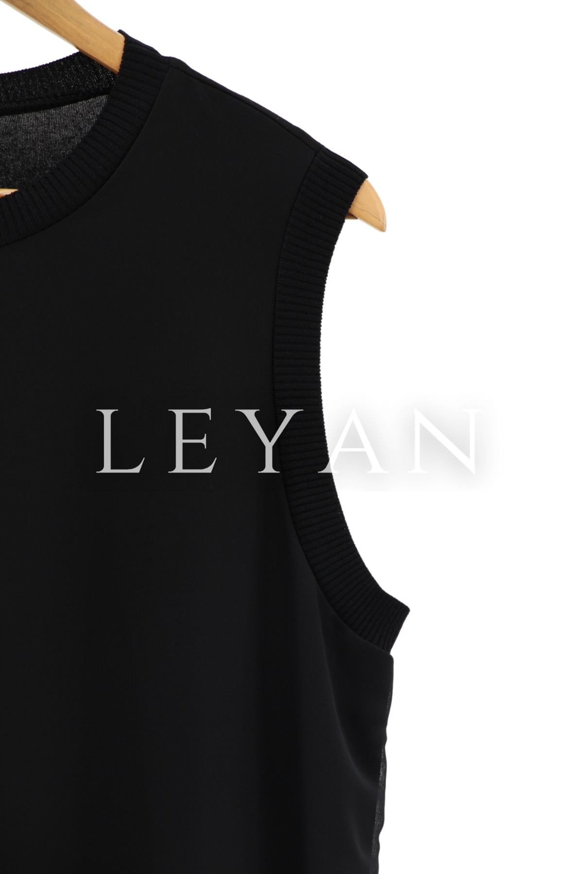 Rayon Detaylı Kolsuz Şifon İçlik- LYN01399  Siyah