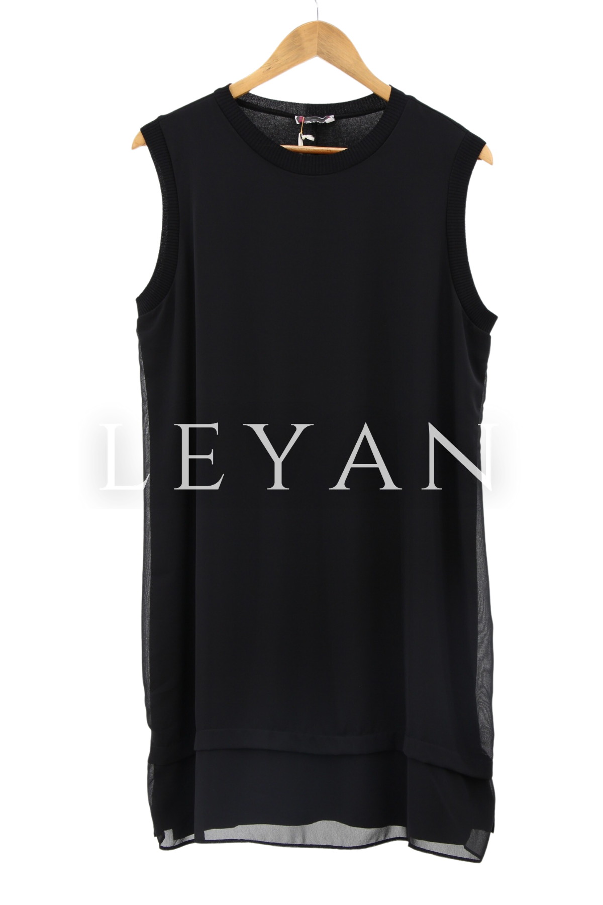 Rayon Detaylı Kolsuz Şifon İçlik- LYN01399  Siyah