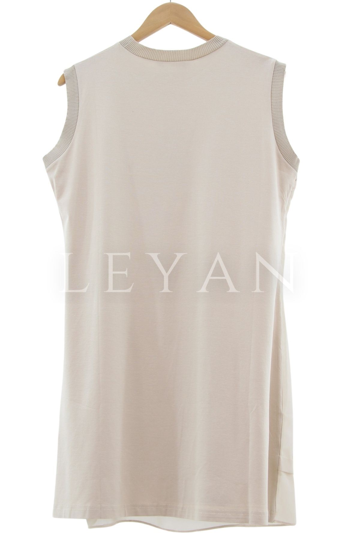 Rayon Detaylı Kolsuz Şifon İçlik- LYN01399  Bej