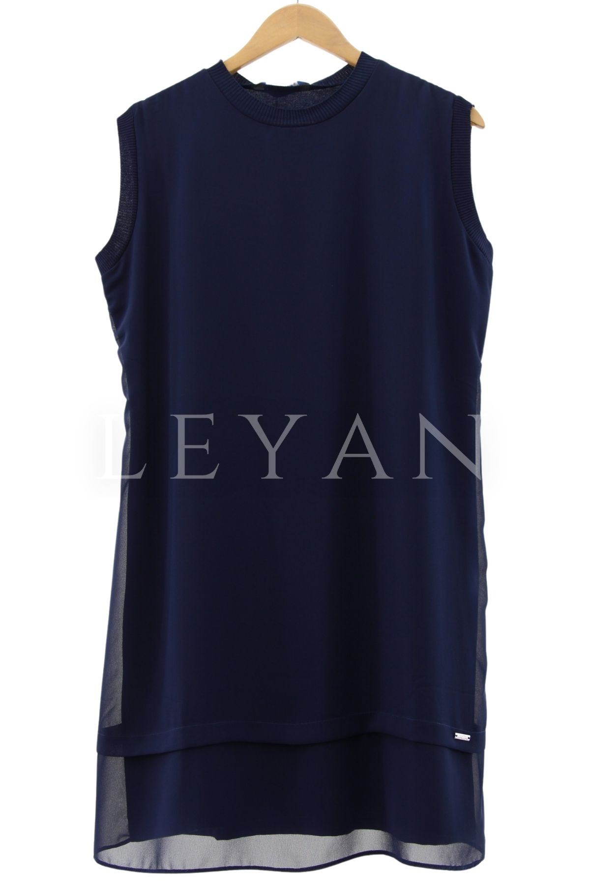 Rayon Detaylı Kolsuz Şifon İçlik- LYN01399  Lacivert