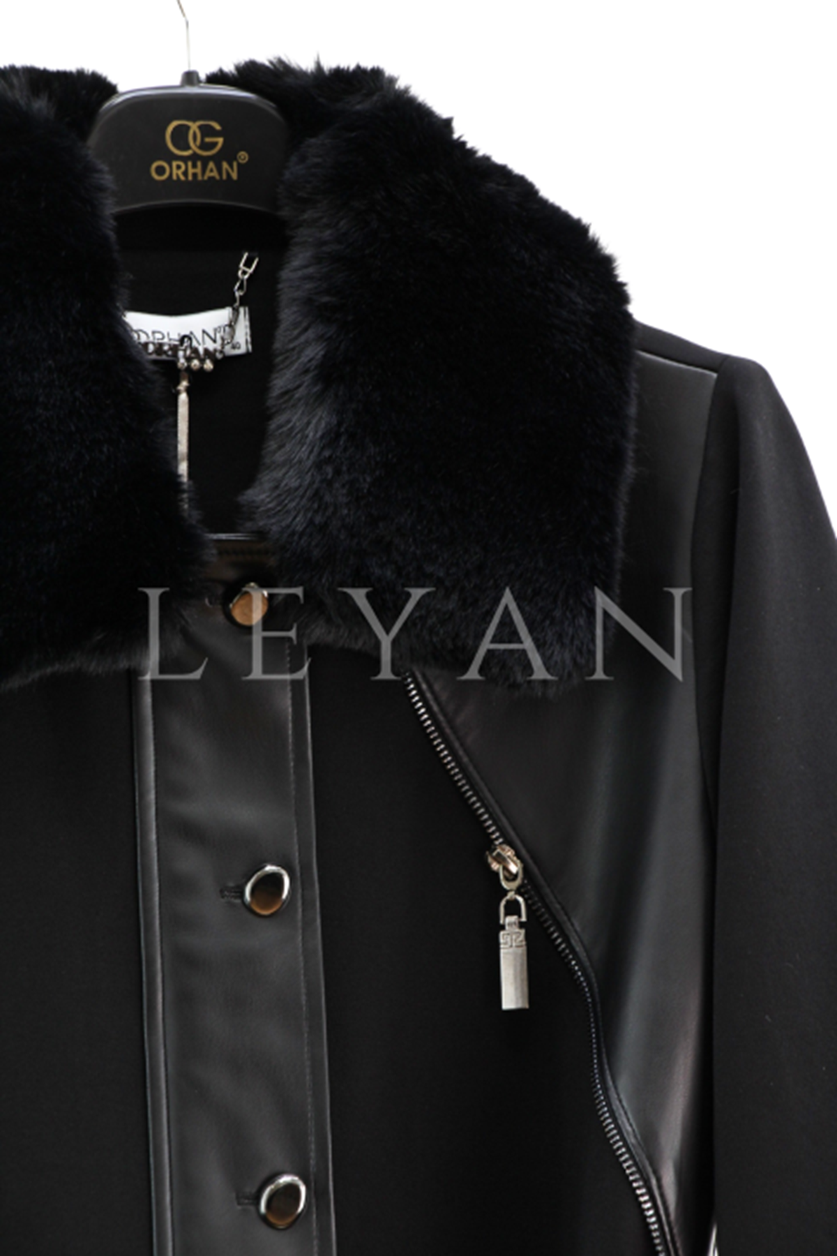 Orhan Store Deri Detaylı Kap- LYN04367 Siyah