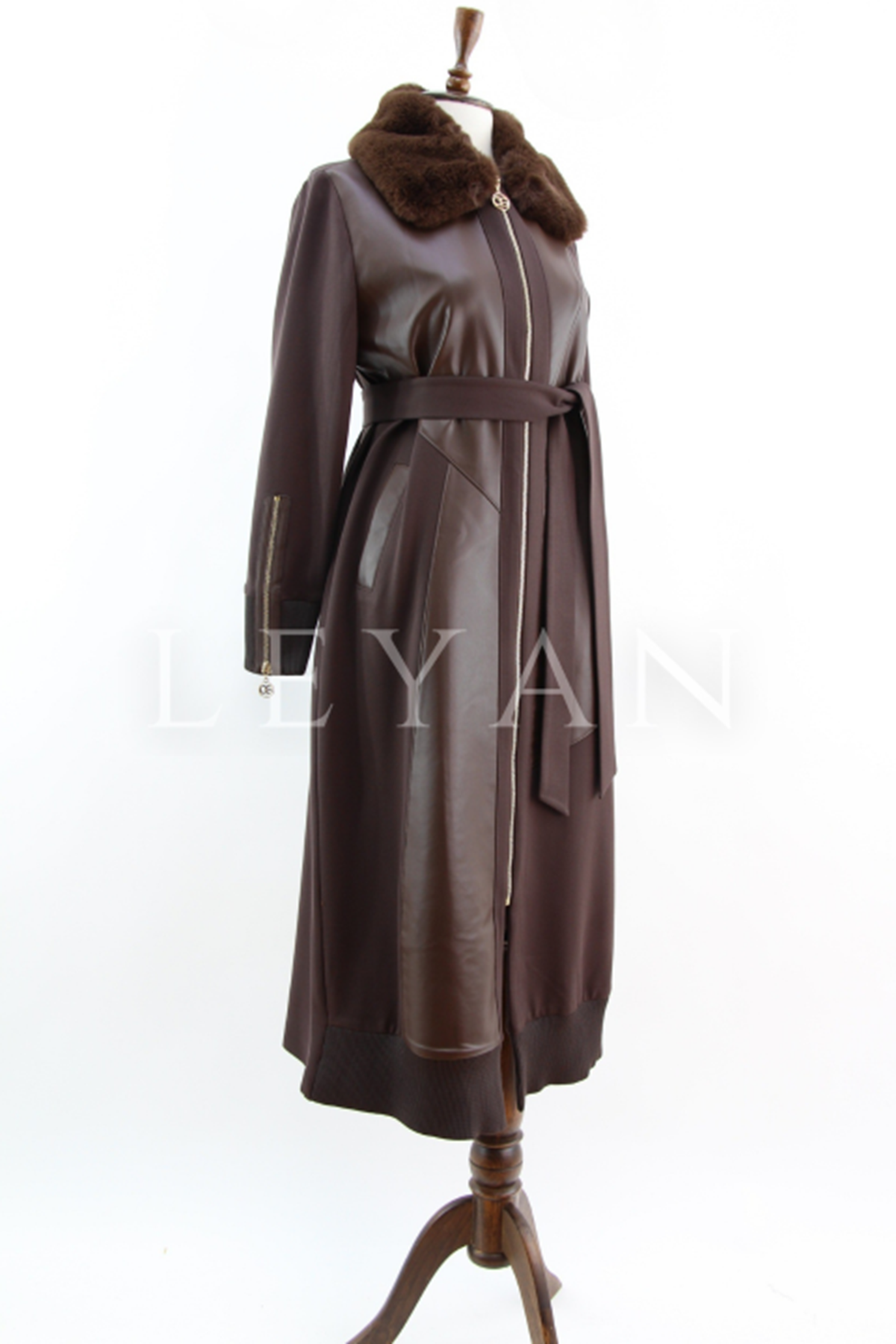 Orhan Store Deri Detaylı Fermuarlı Kap- LYN04365 Kahve