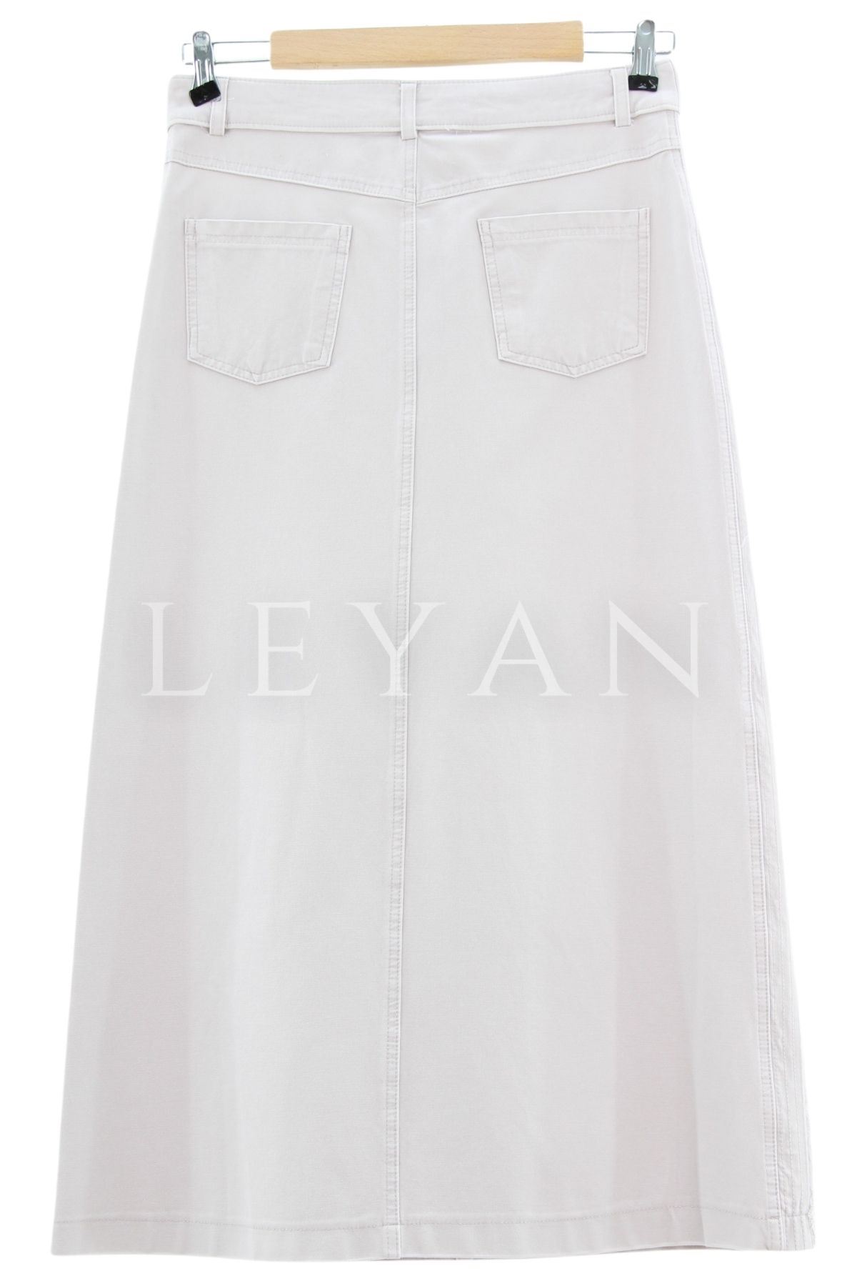 Sentez Yanları Püsküllü Kanvas Etek-LYN02439 Krem