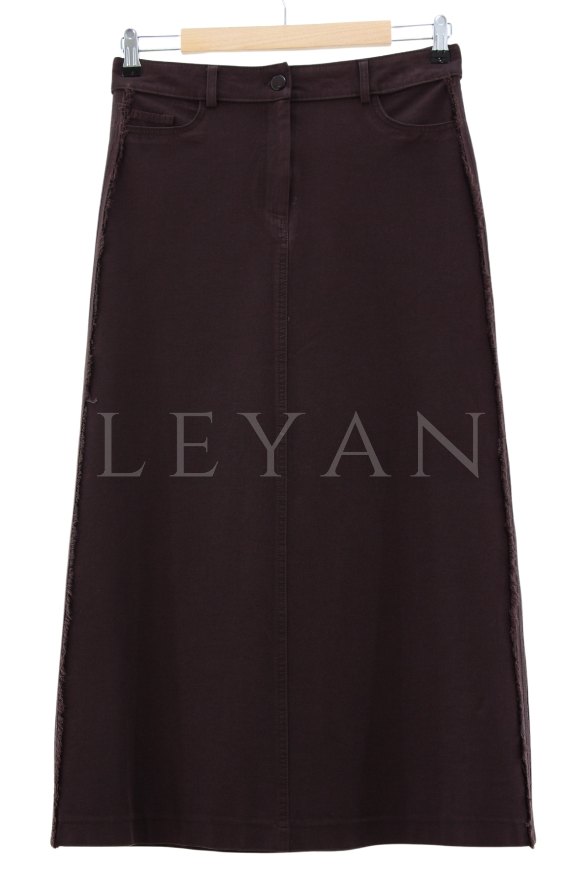 Sentez Yanları Püsküllü Kanvas Etek-LYN02439 Kahve