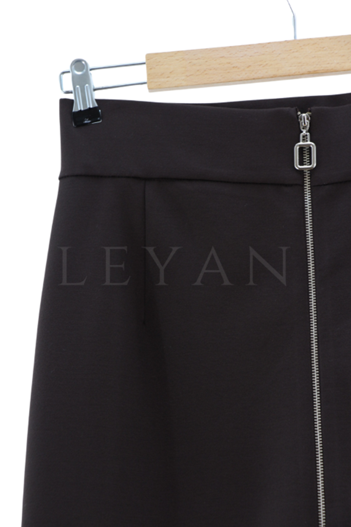 Sentez Önü Fermuarlı Etek- LYN03099 Kahve