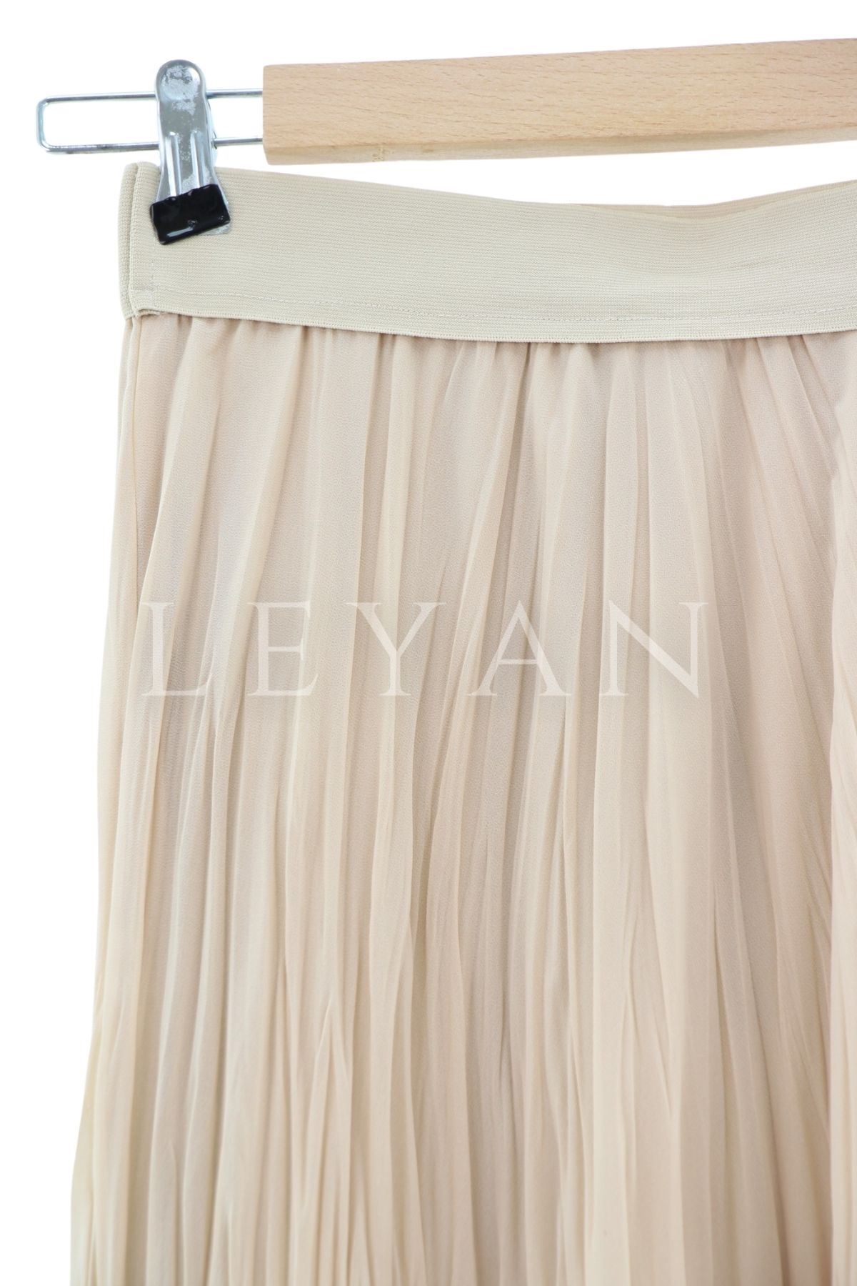 Sentez Kırıştırma Etek-LYN02356 Ekru