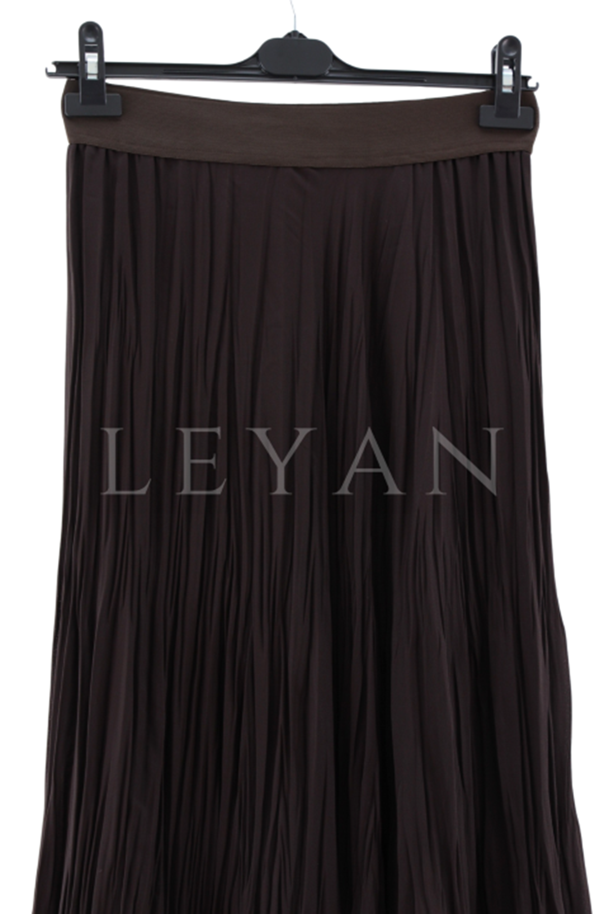 Sentez Kırıştırma Etek-LYN02356 Kahve