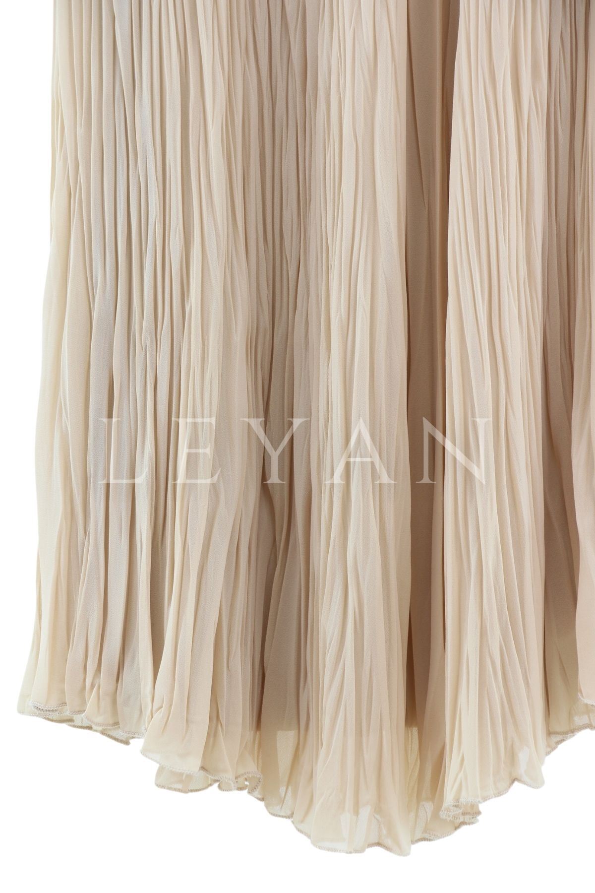 Sentez Kırıştırma Etek-LYN02356 Ekru