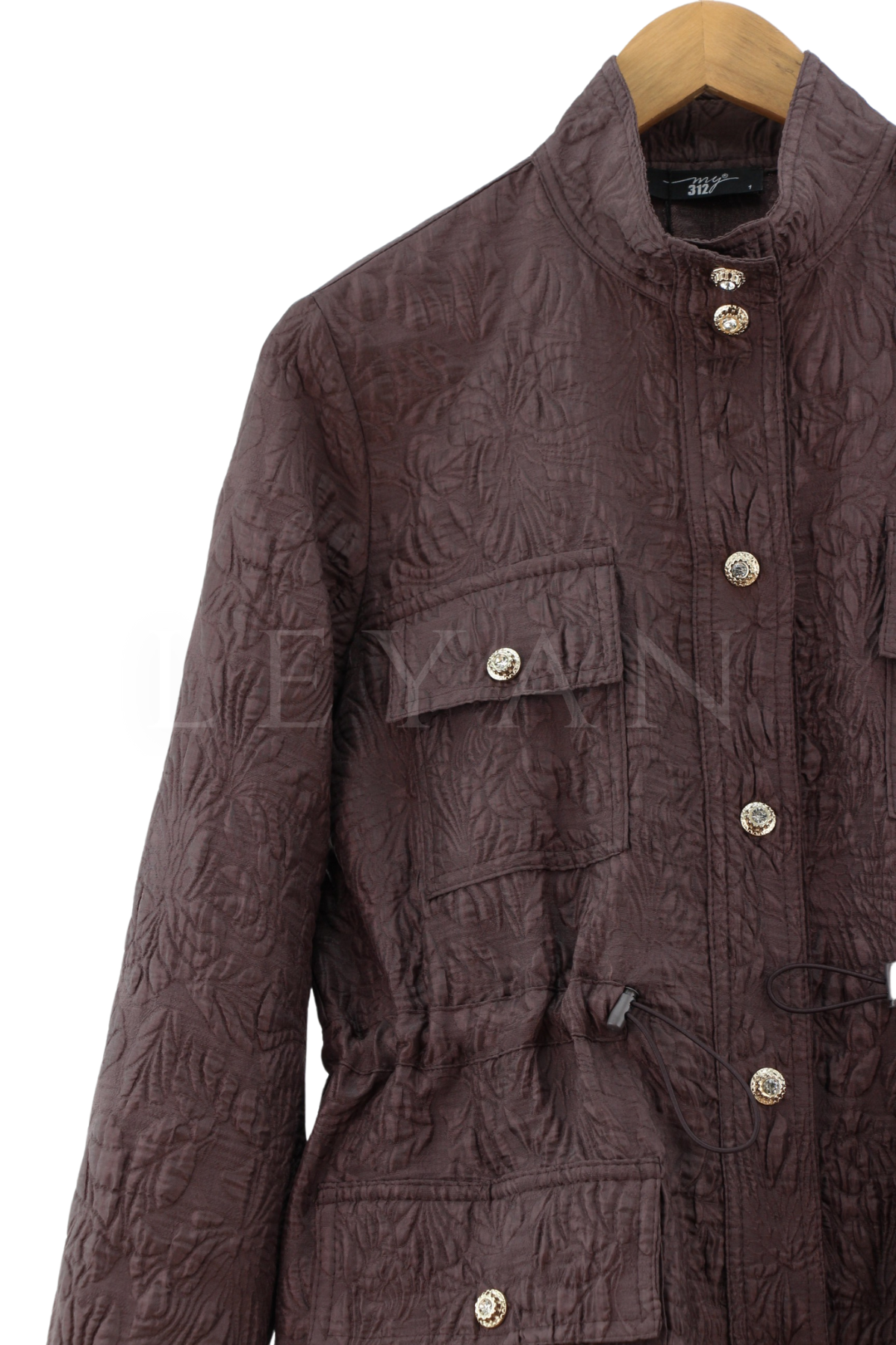 My312 Taşlı Jakar Ceket- LYN03054 Kahve