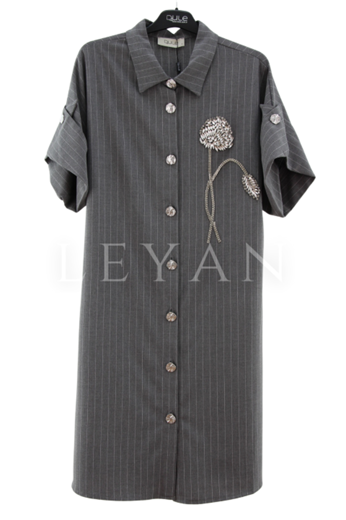 Dule Çizgili Yelek- LYN04212 Gri