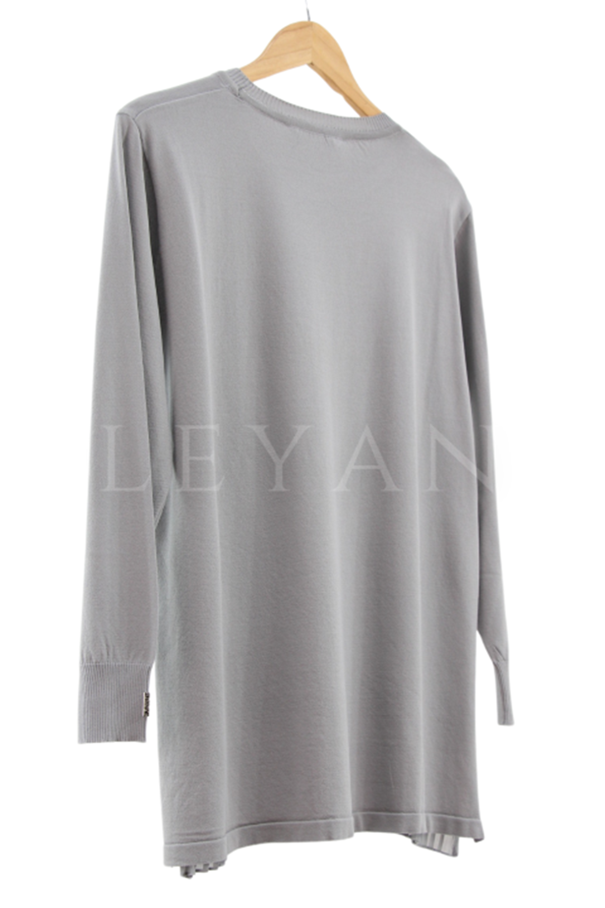 Önü Şifonlu Pilise Detaylı Merserize Triko Bluz- LYN03141 Gri