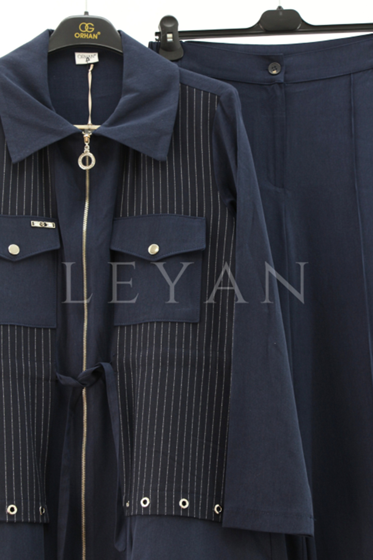 Orhan Store Kuşgözü Detaylı Cepli Takım- LYN03848 Lacivert