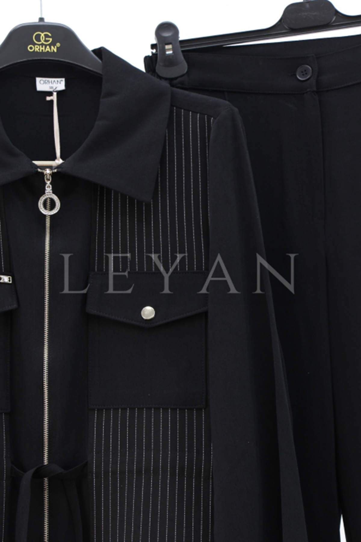 Orhan Store Kuşgözü Detaylı Cepli Takım- LYN03848 Siyah