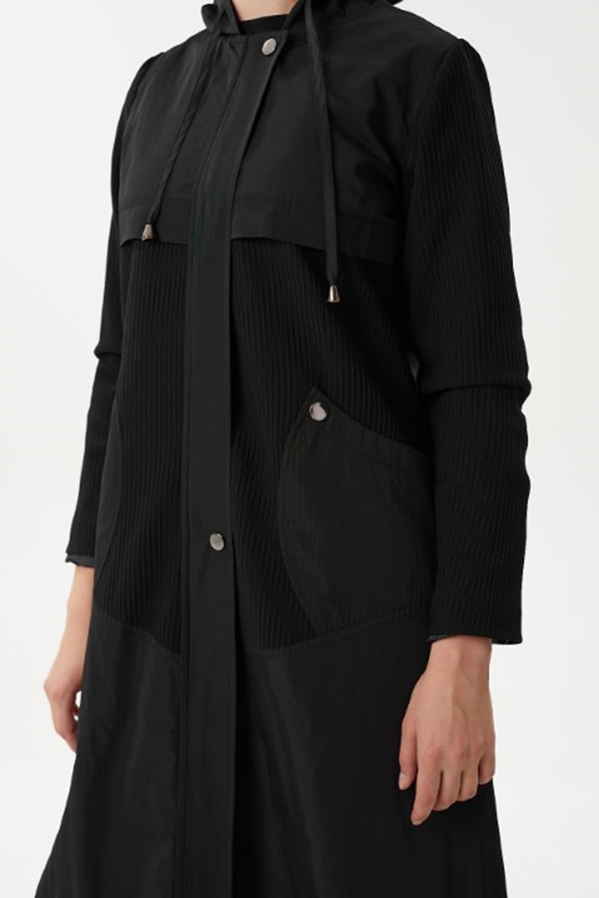 Orhan Store Paraşüt Detaylı Kap- LYN02799 Siyah