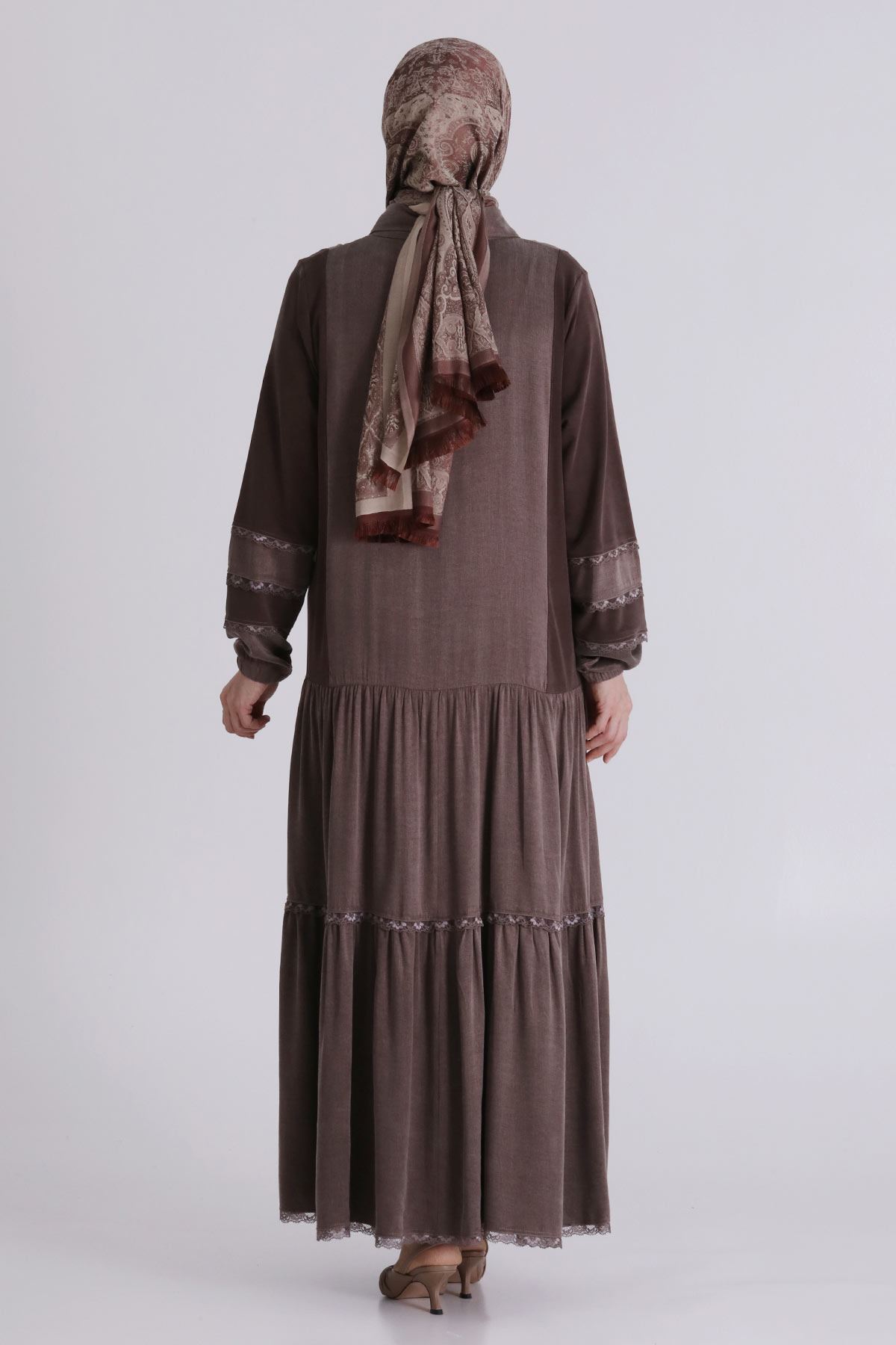 Behrem Qupra Elbise- LYN04380 Kahve