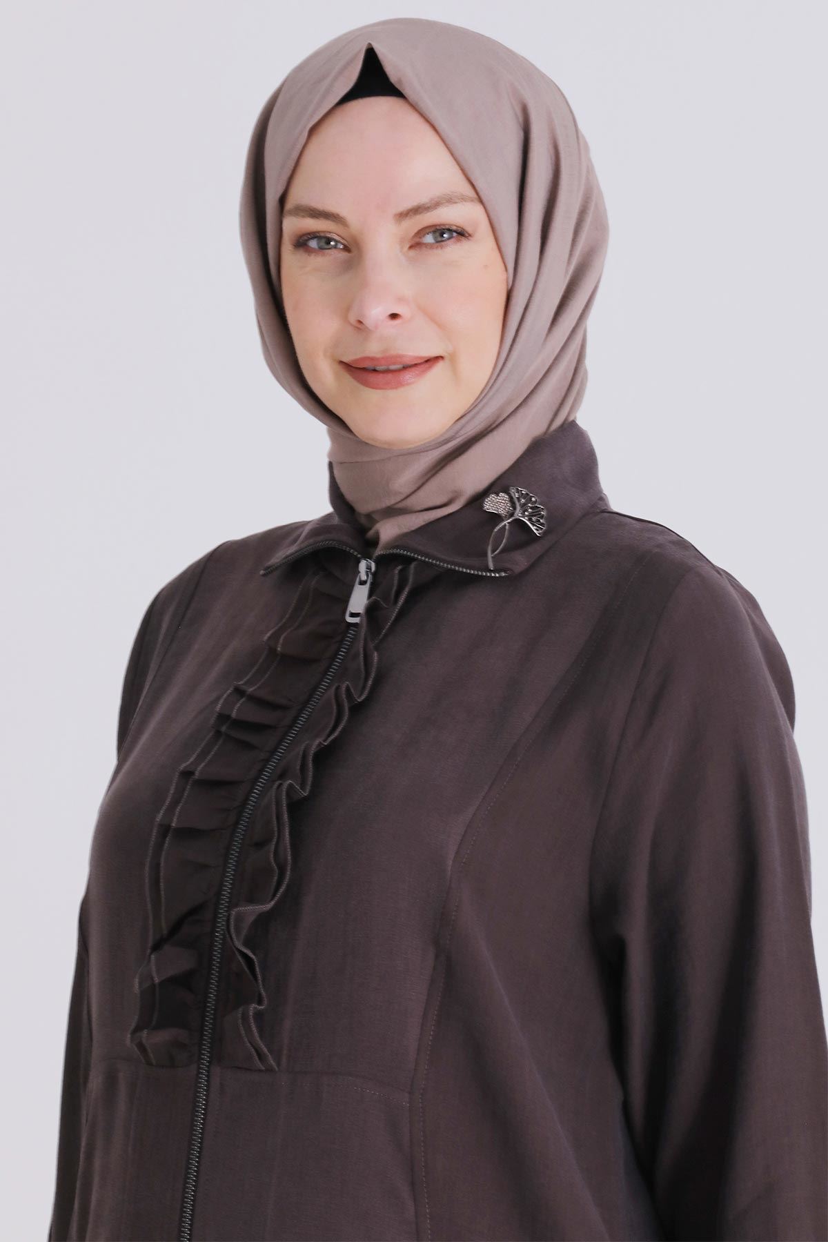 Behrem Fırfır Detaylı Takım- LYN04383 Kakao