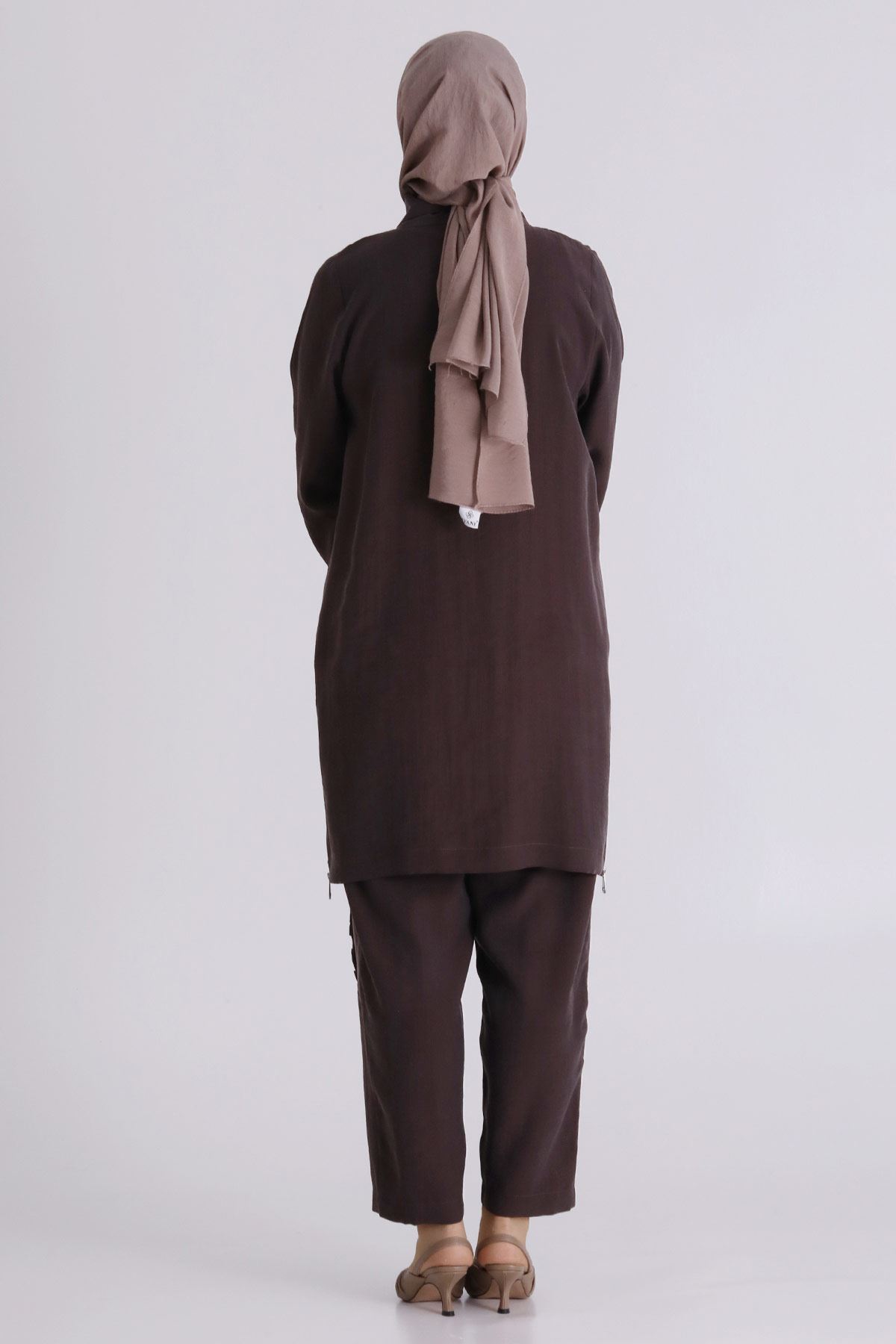 Behrem Fırfır Detaylı Takım- LYN04383 Kakao