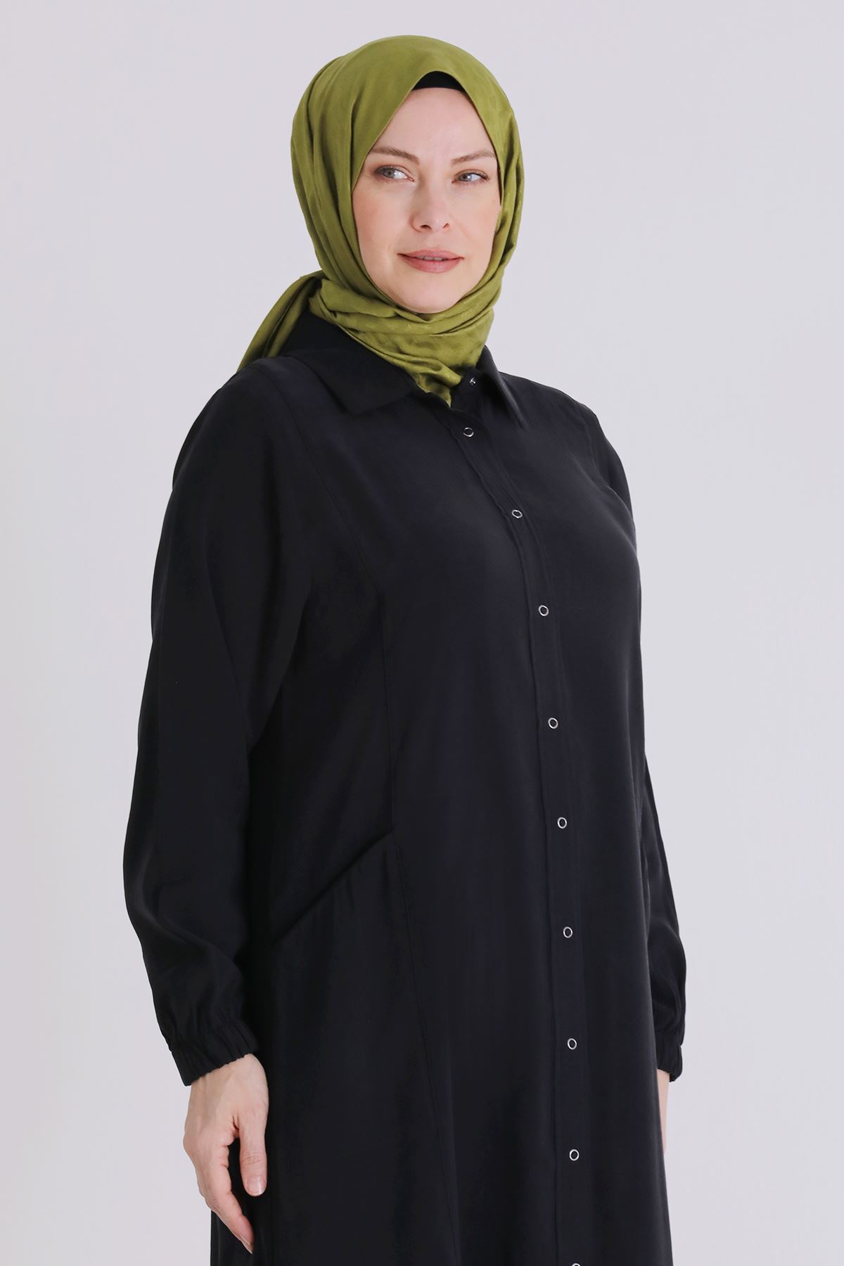 Behrem Dikişli Ferace- LYN04389 Siyah