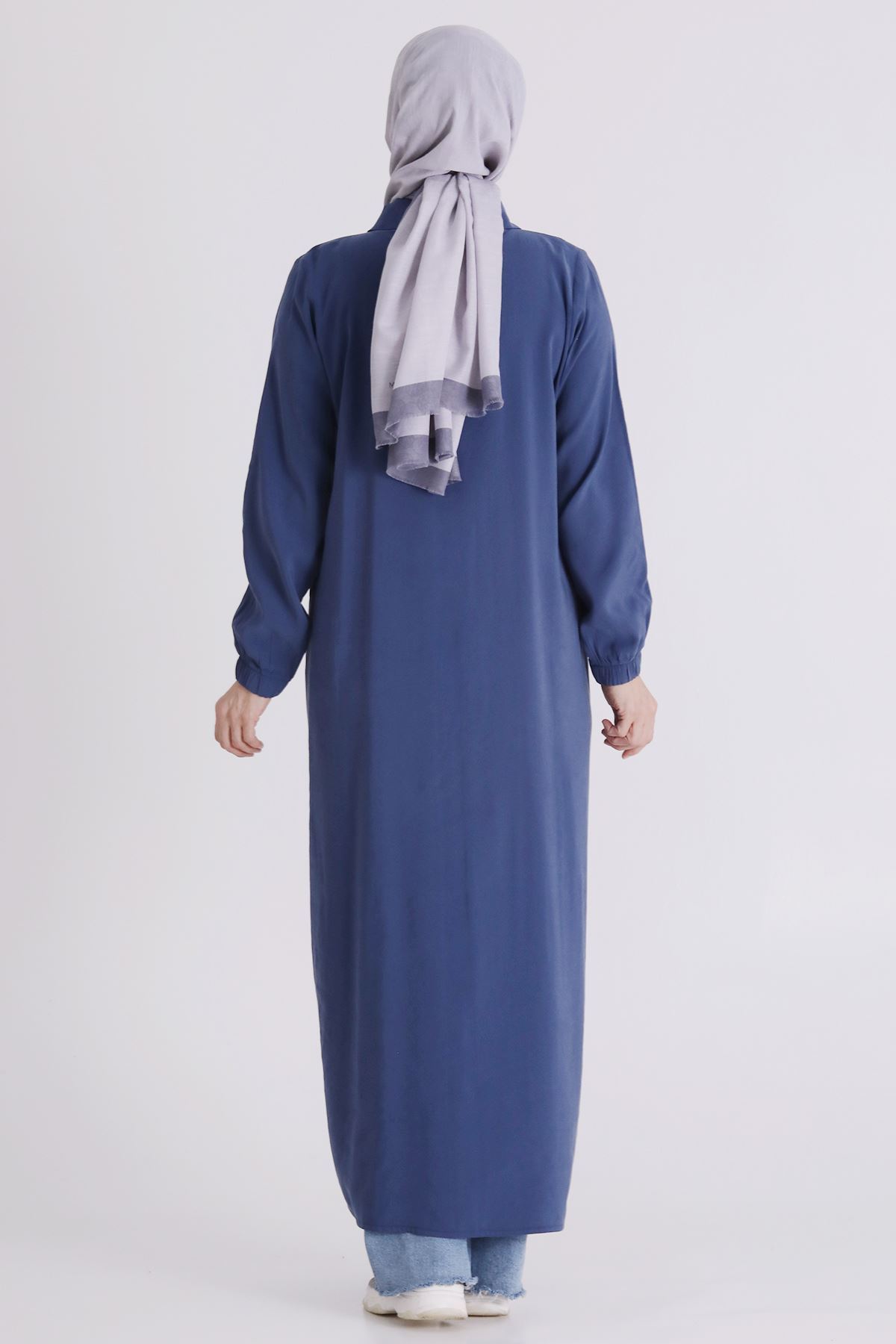 Behrem Dikişli Ferace- LYN04389 İndigo