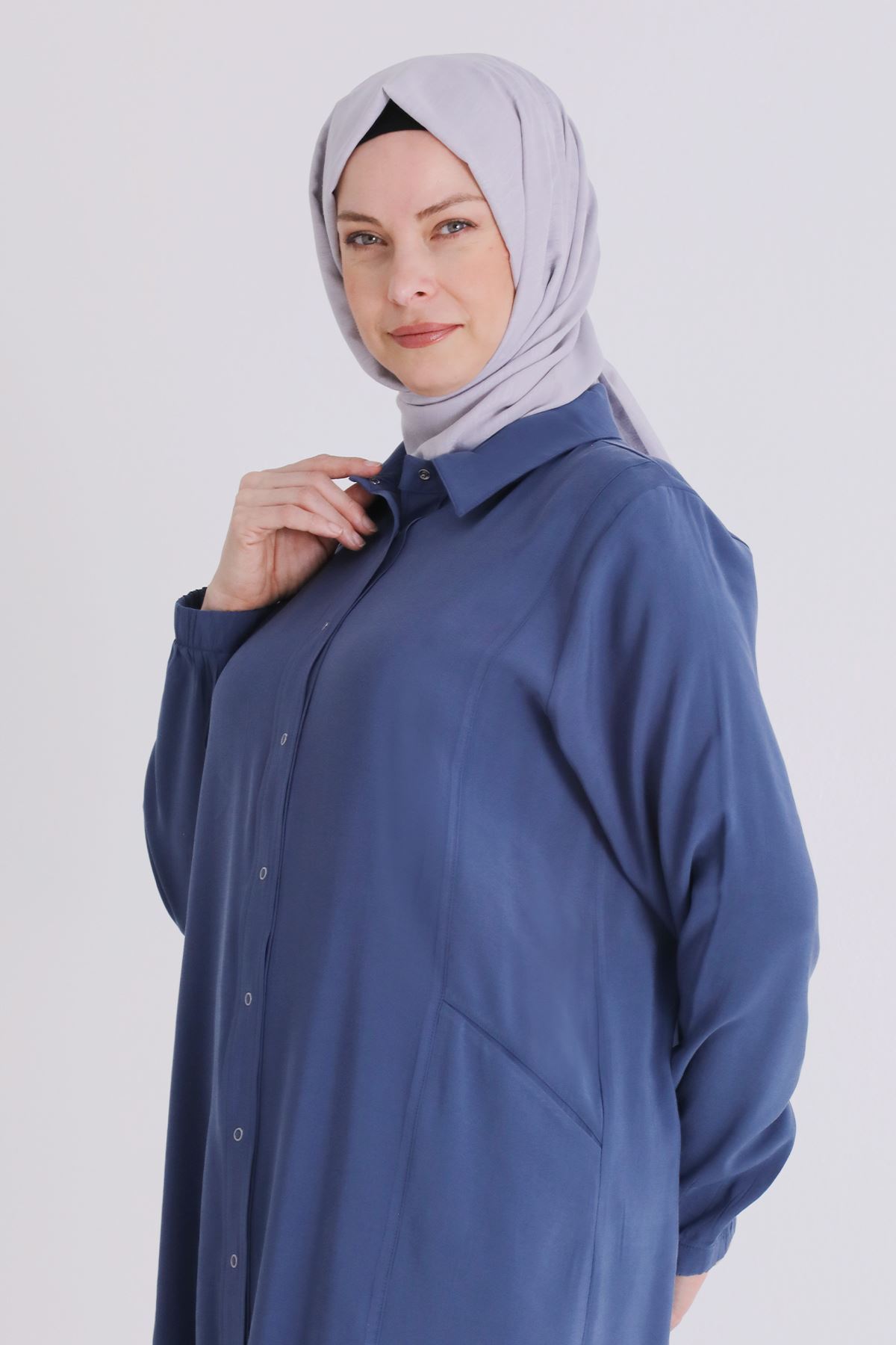 Behrem Dikişli Ferace- LYN04389 İndigo