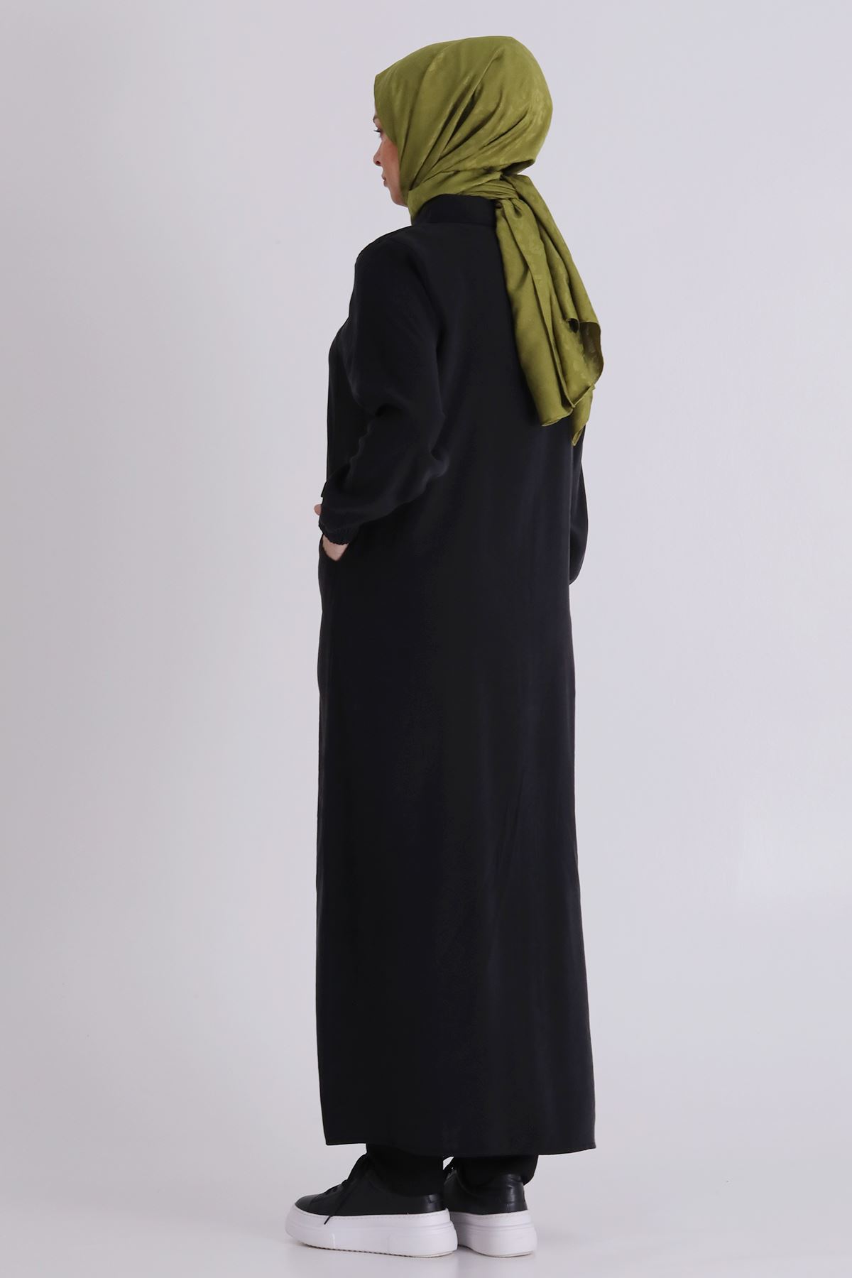 Behrem Dikişli Ferace- LYN04389 Siyah