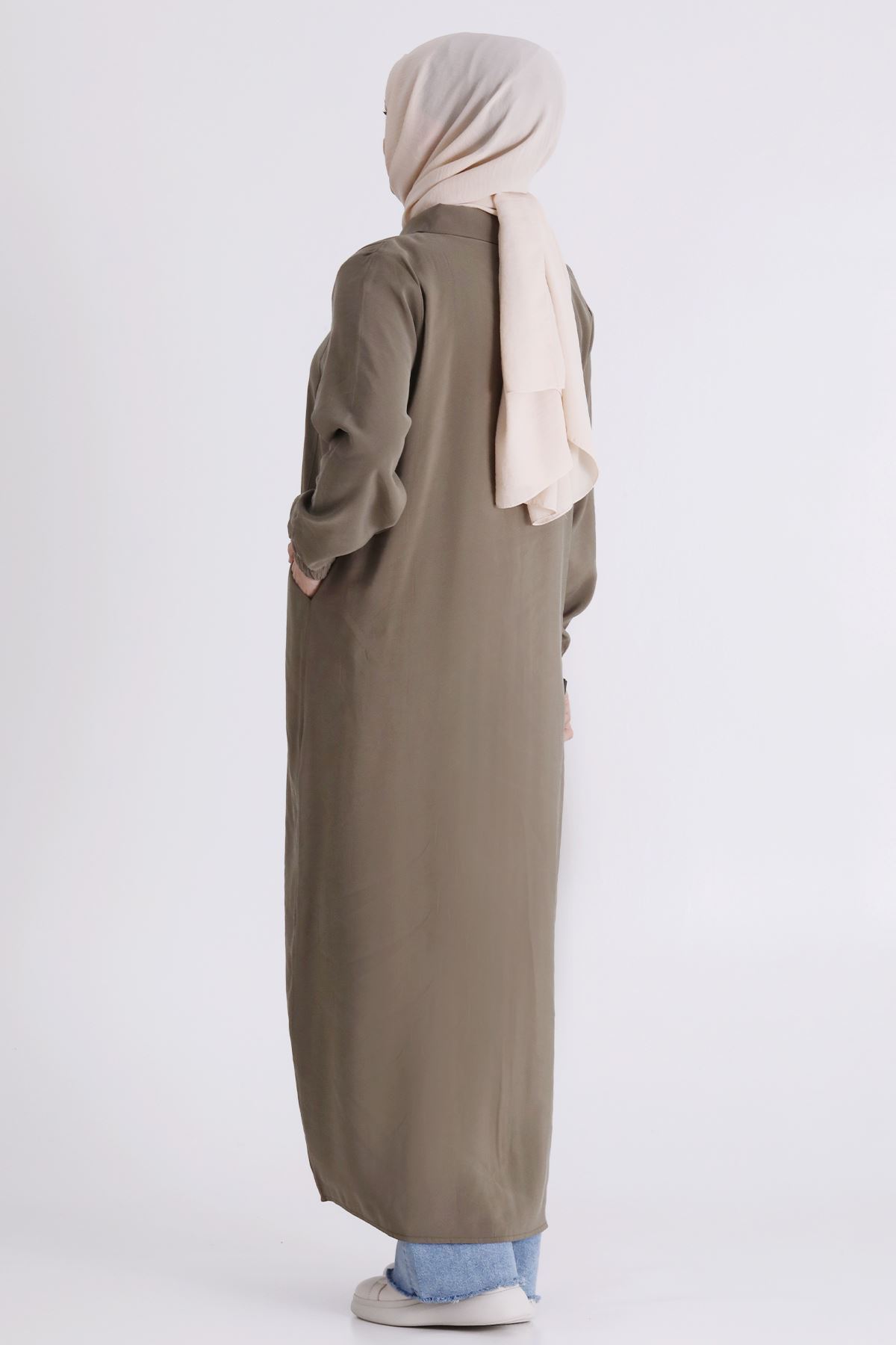 Behrem Dikişli Ferace- LYN04389 Haki