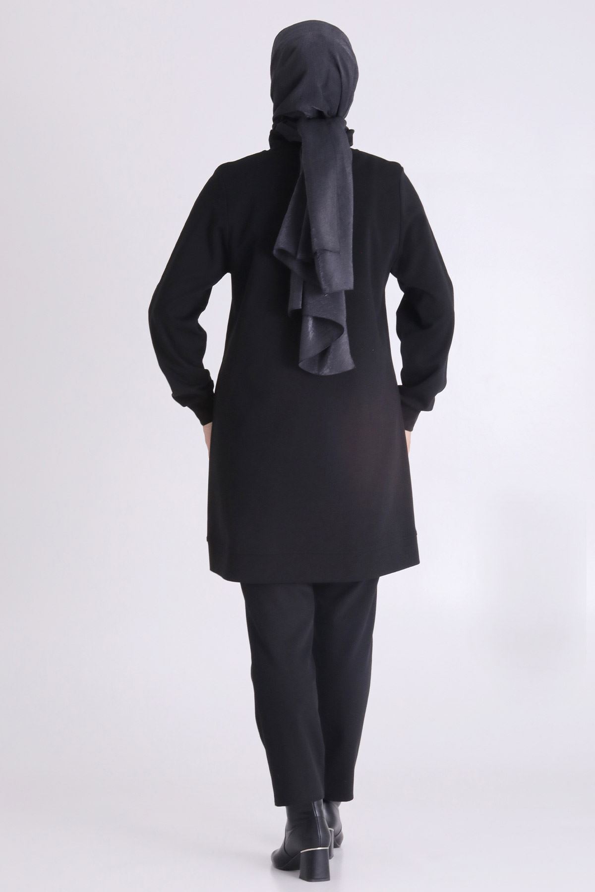 Behrem Taş İşlemeli Tunik- LYN04105 Siyah