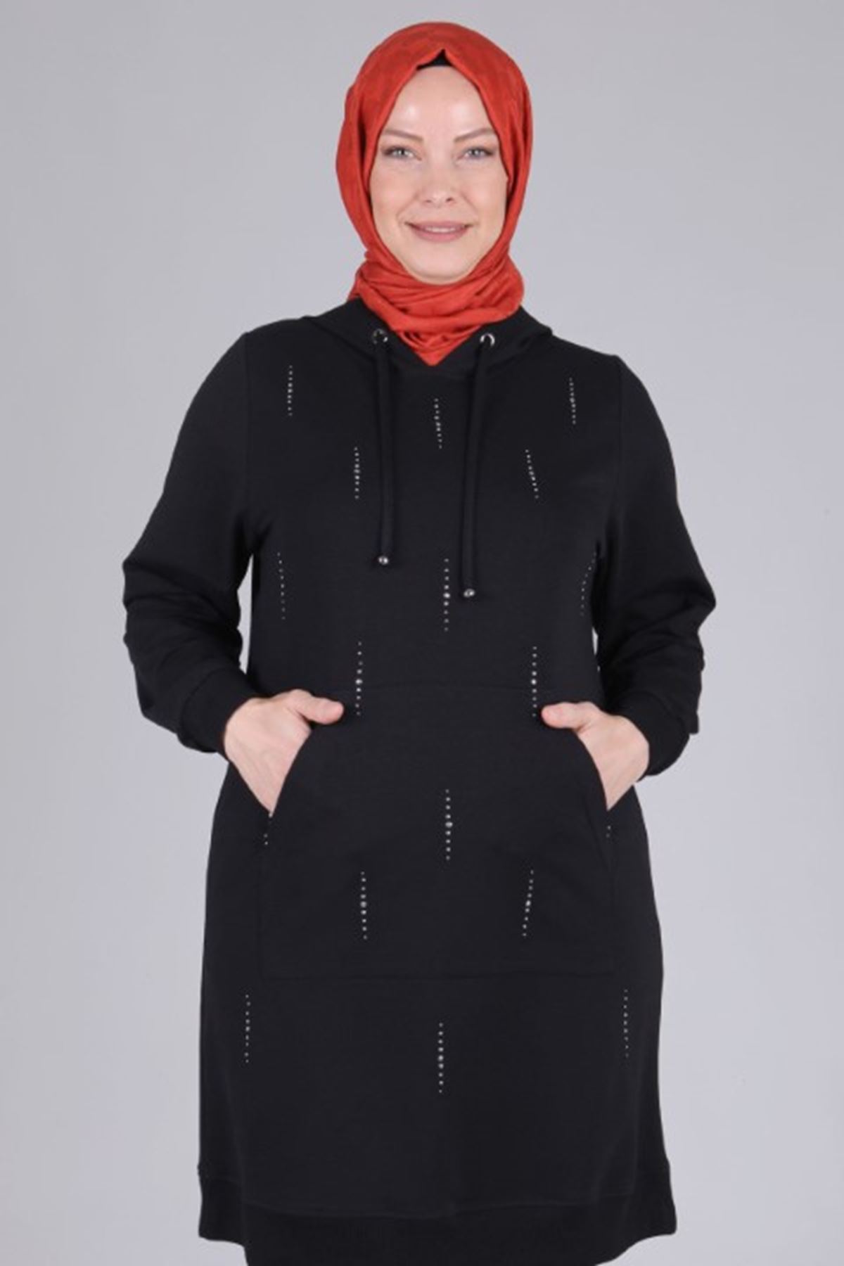 Behrem Kapüşonlu Tunik- LYN02845 Siyah